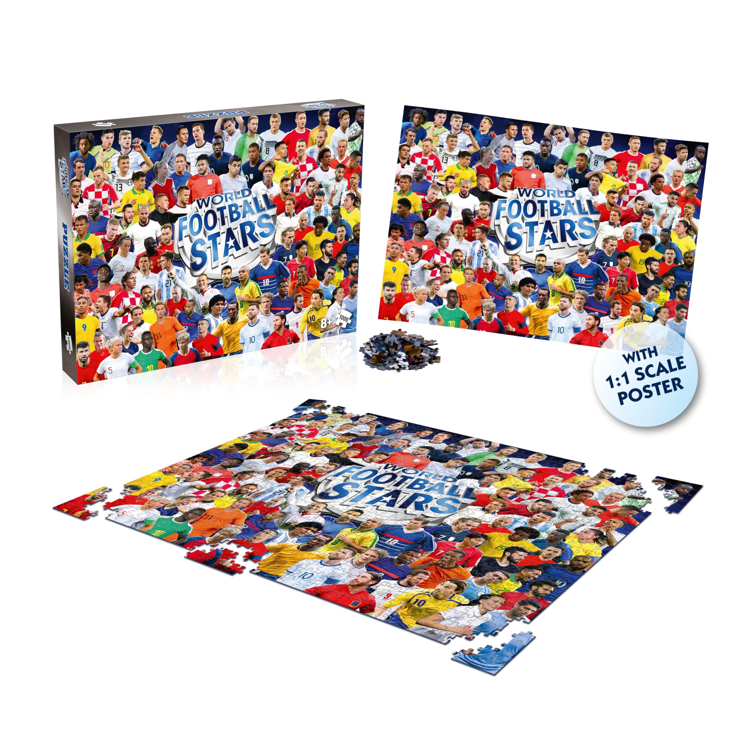 Winning Moves World Football Stars Jigsaw Puzzle - 1000 Pieces | Features Kane, Pelé, Maradona 3