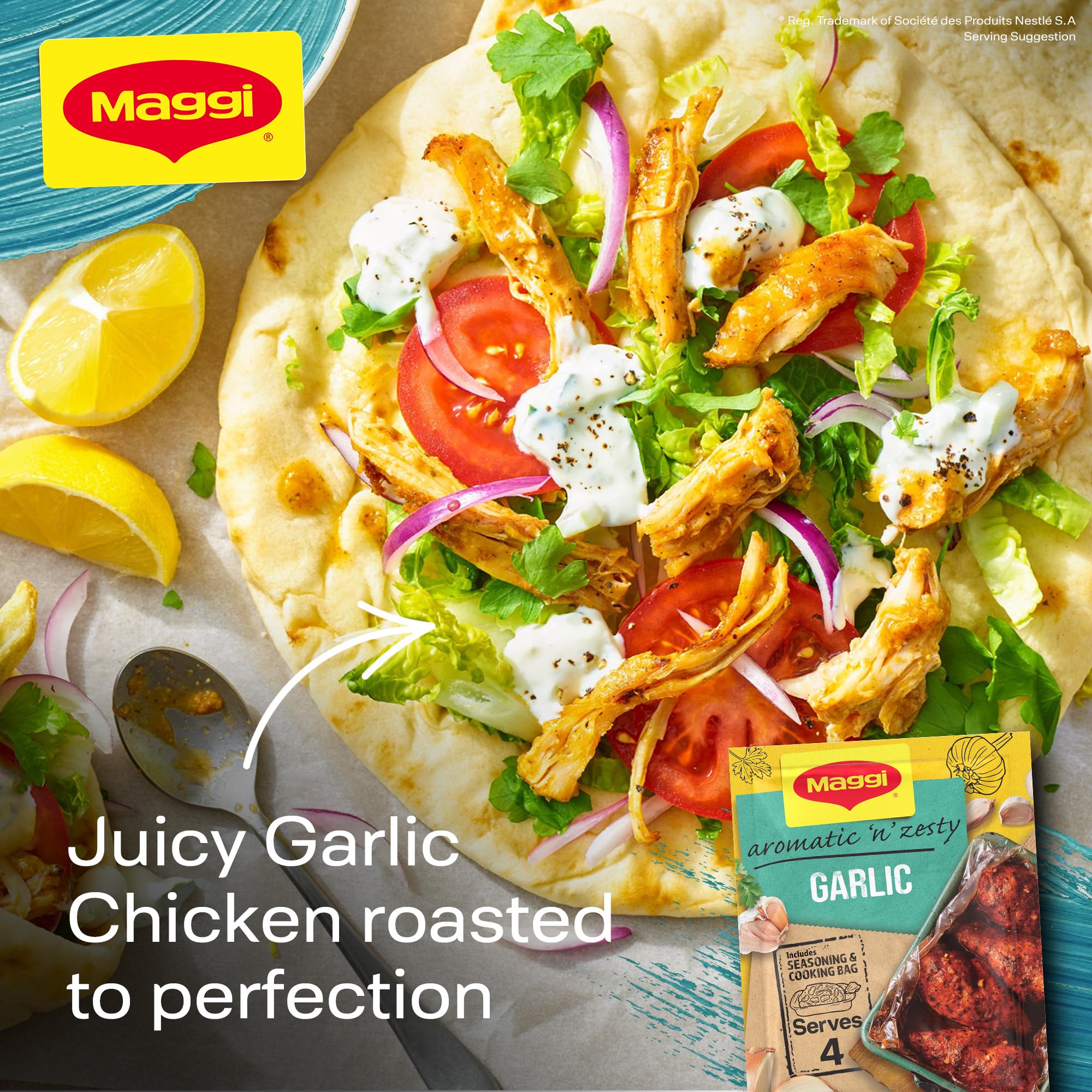 MAGGI So Juicy Garlic Chicken Recipe Mix - Aromatic Garlic & Herb Seasoning for Juicy Chicken | 30g Sachet 2
