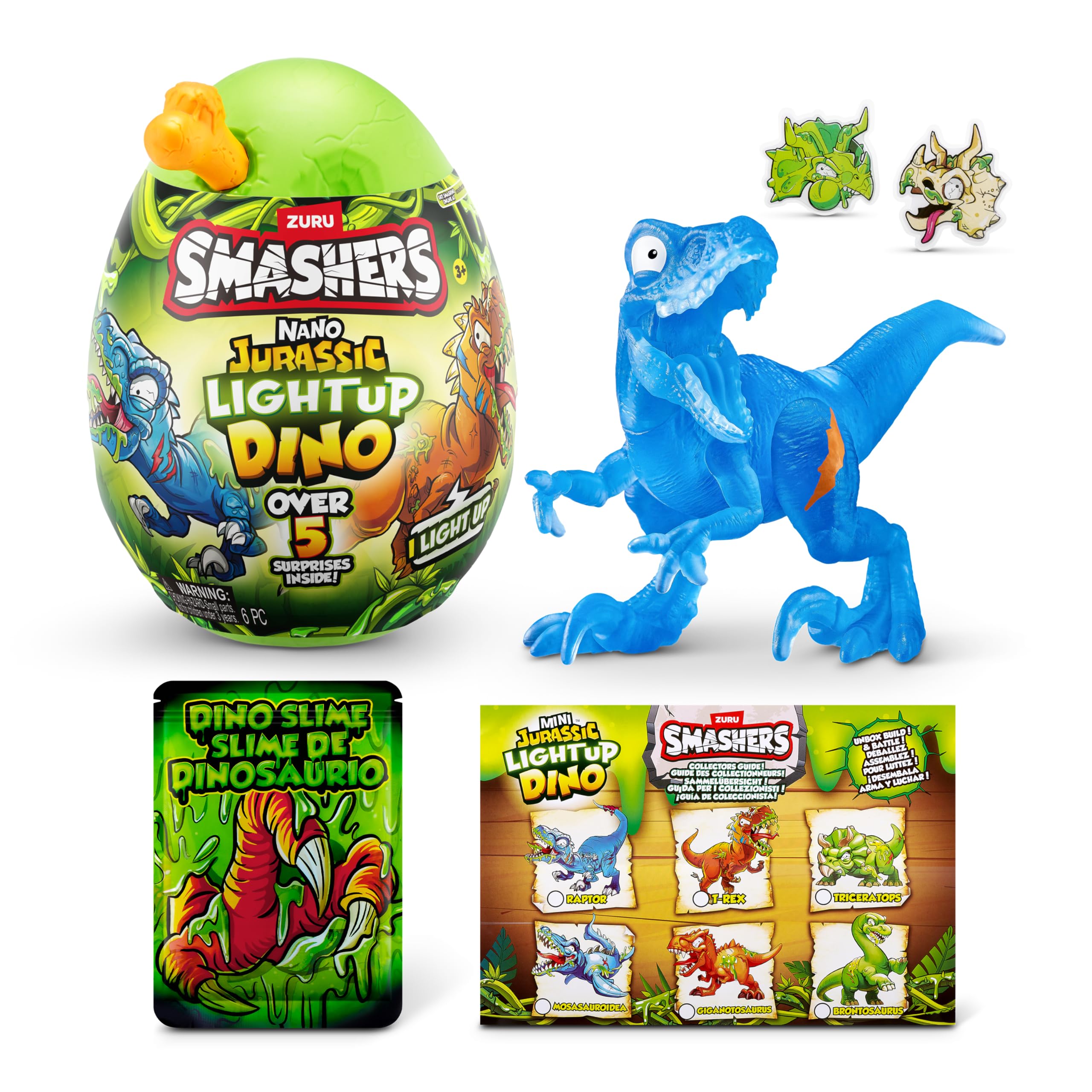 Smashers Nano Jurassic Light Up Dino by ZURU - Glow in the Dark Collectible Dinosaur Toys for Kids 7