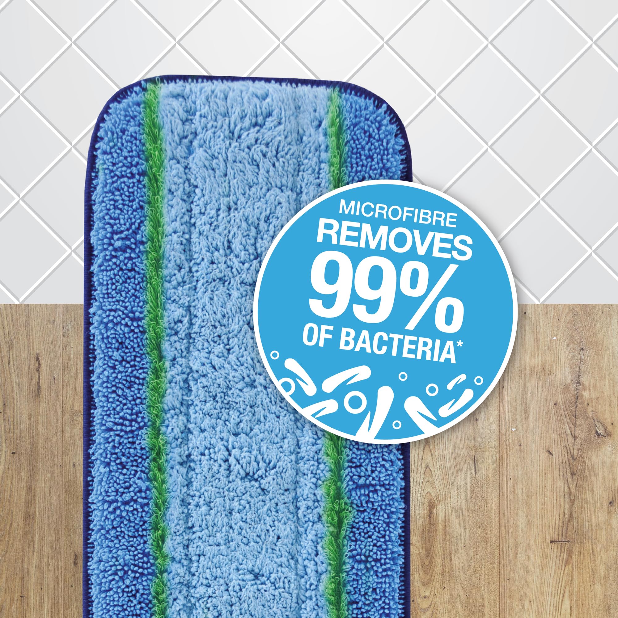 Bona OxyPower Microfibre Deep Cleaning Pad - Removes 99% Bacteria | Fits All Bona Mops | Blue/Green 3