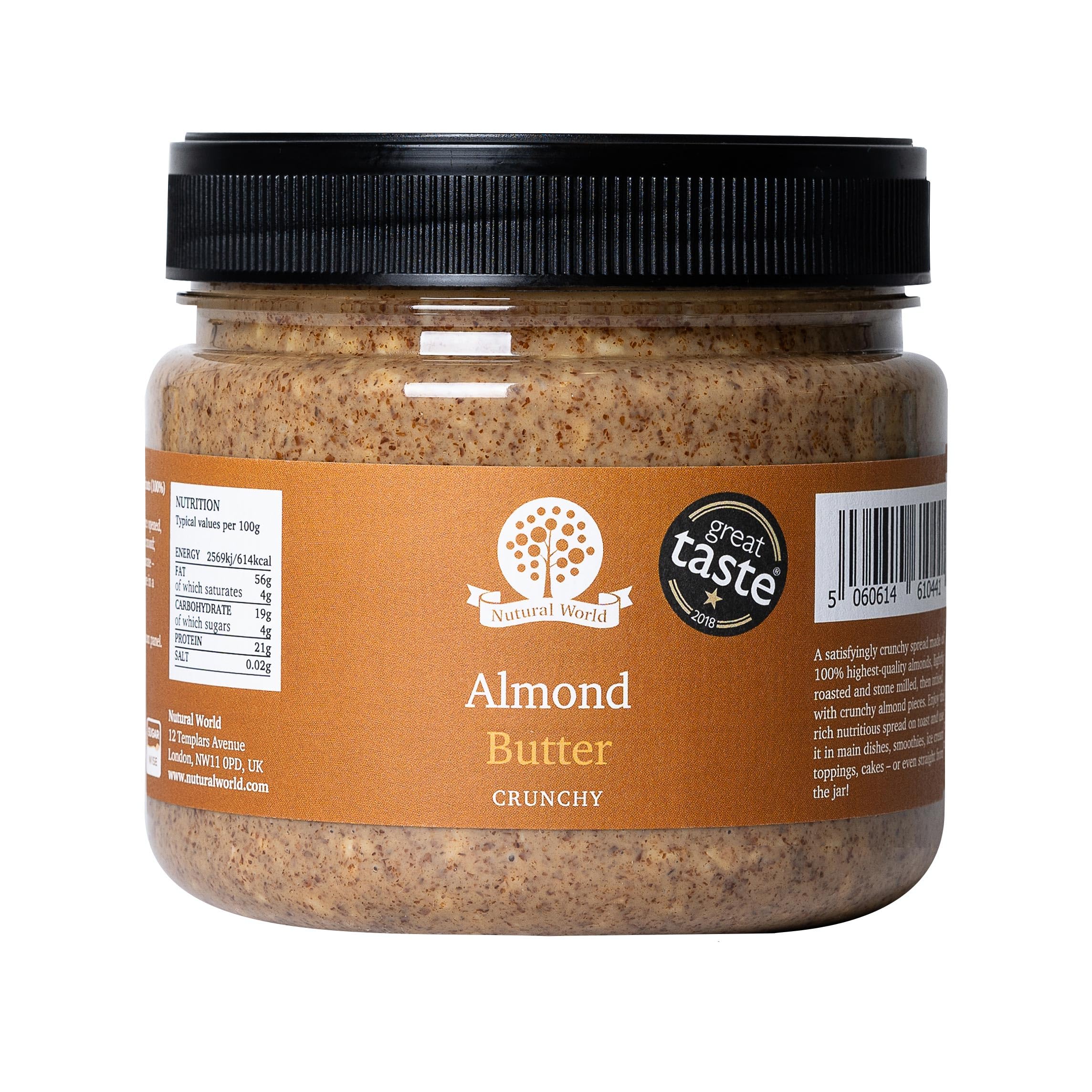 Nutural World Crunchy Almond Butter - 100% Almonds, Great Taste Award Winner | 1kg
