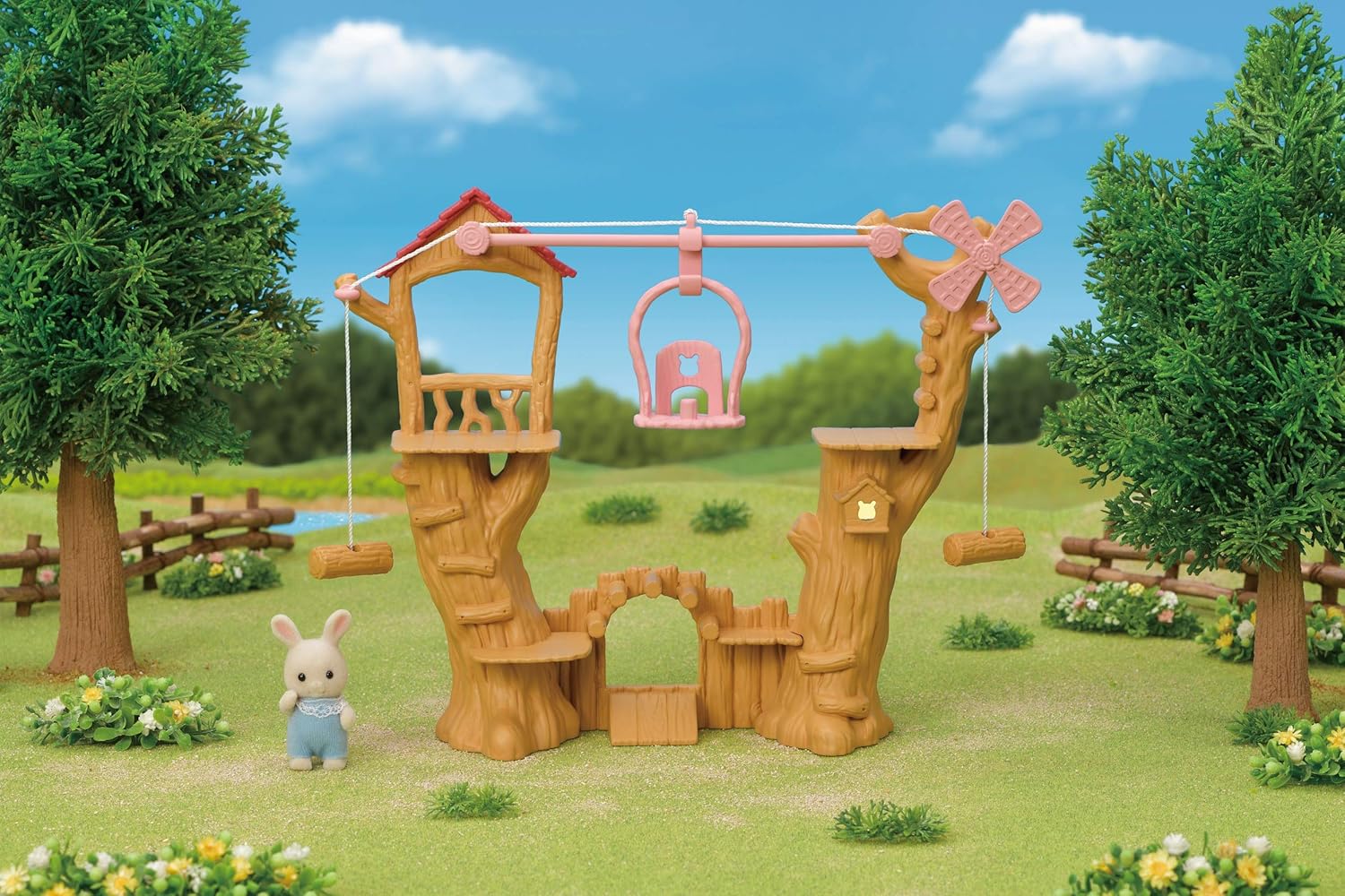Sylvanian Families Baby Ropeway Park Playset - Ropeway Adventure with Milk Rabbit Baby 10