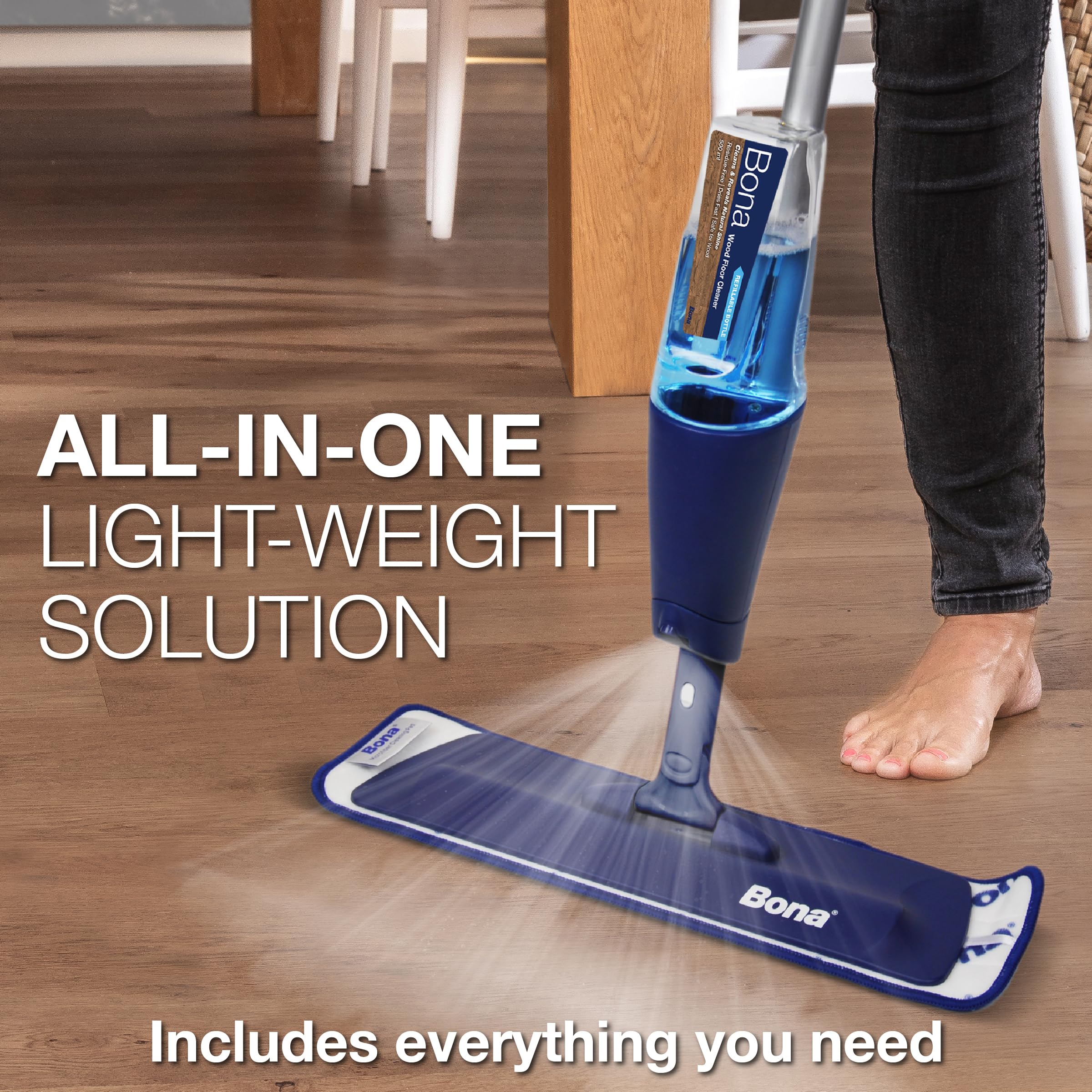 Bona Spray Mop Air Kit for Wood Floors | Lightweight & Compact | Includes 500ml Cleaner