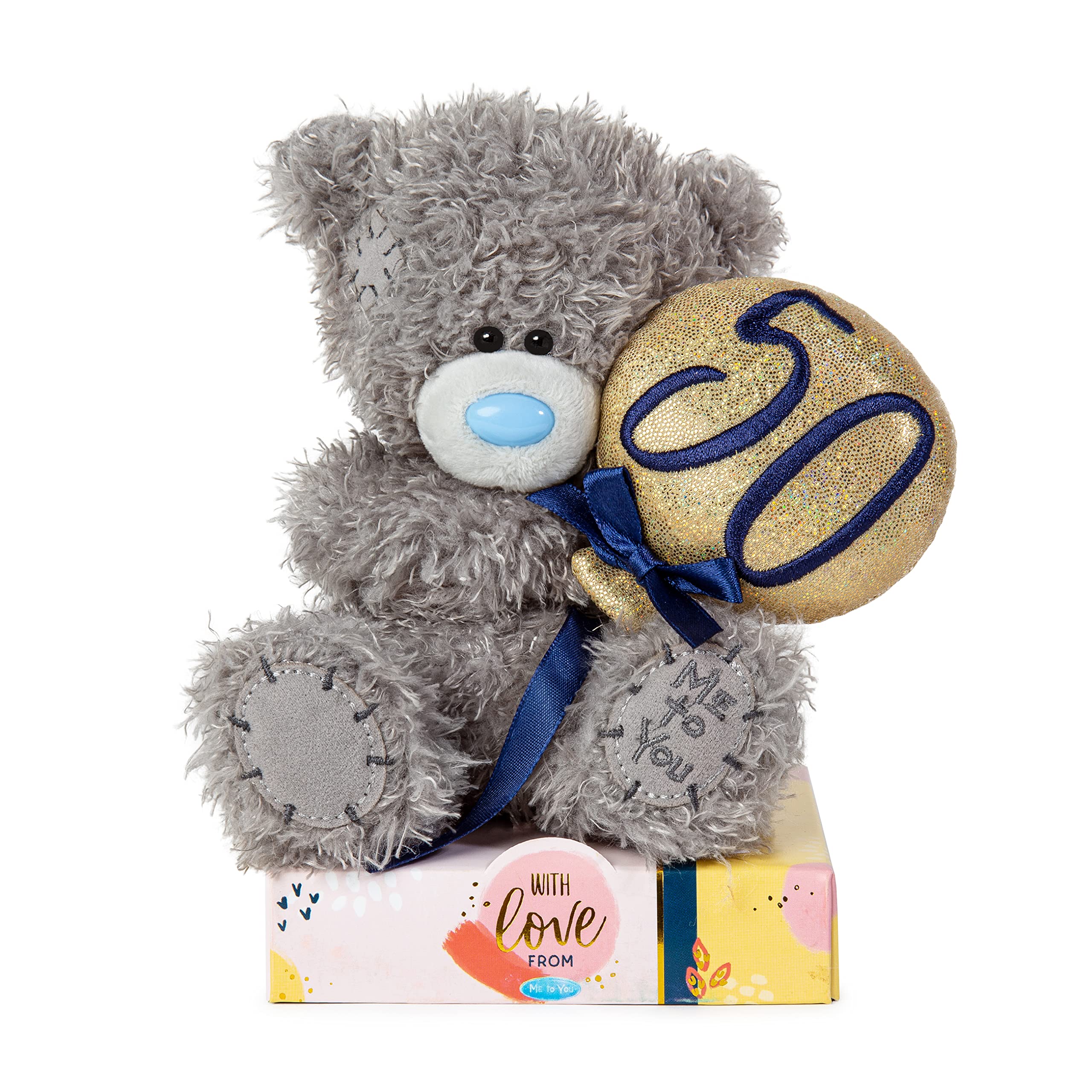 Me To You Tatty Teddy 50th Birthday Bear with 50 Balloon | Grey | 15cm