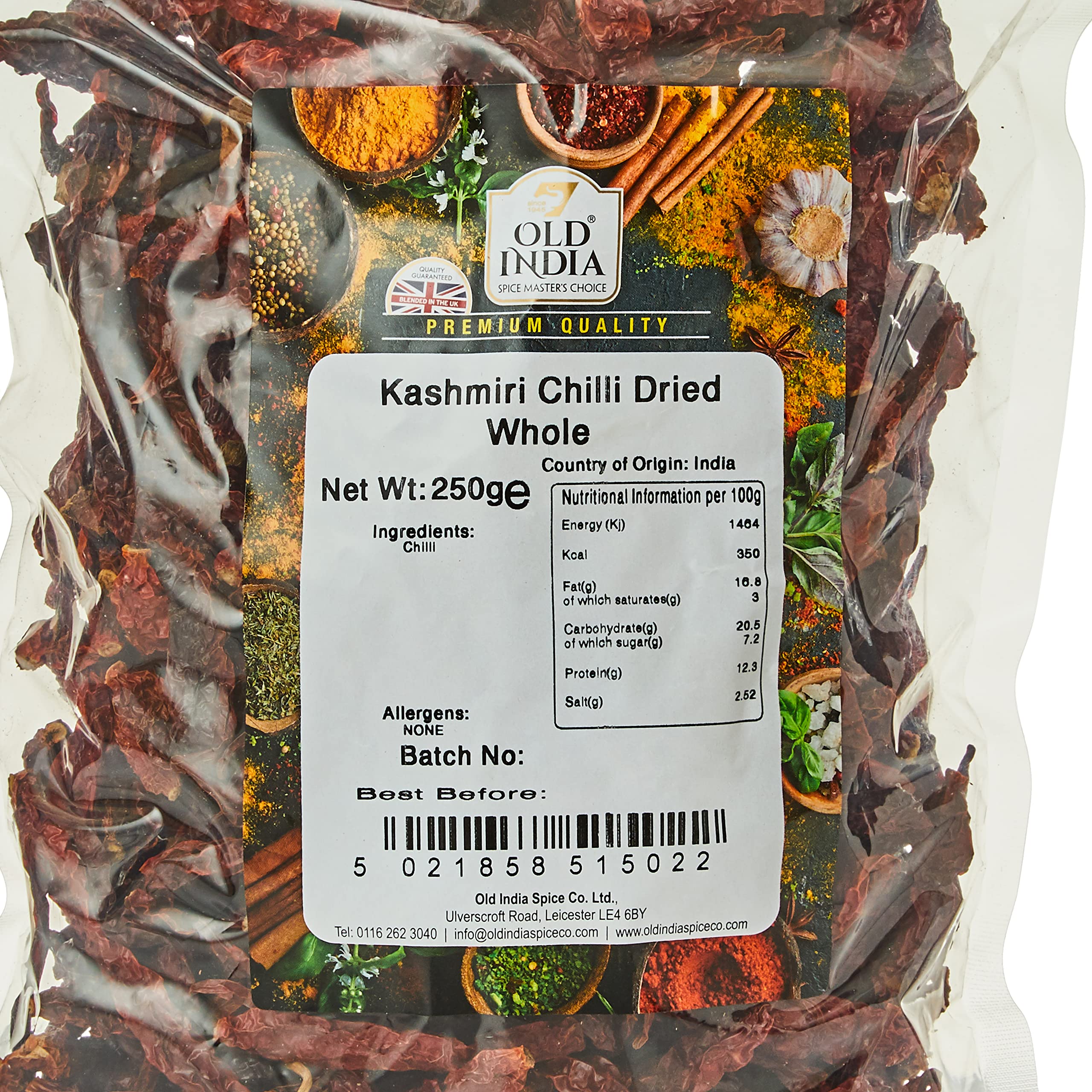 Old India Kashmiri Chilli Dried Whole - Natural, Additive Free | 250g 2