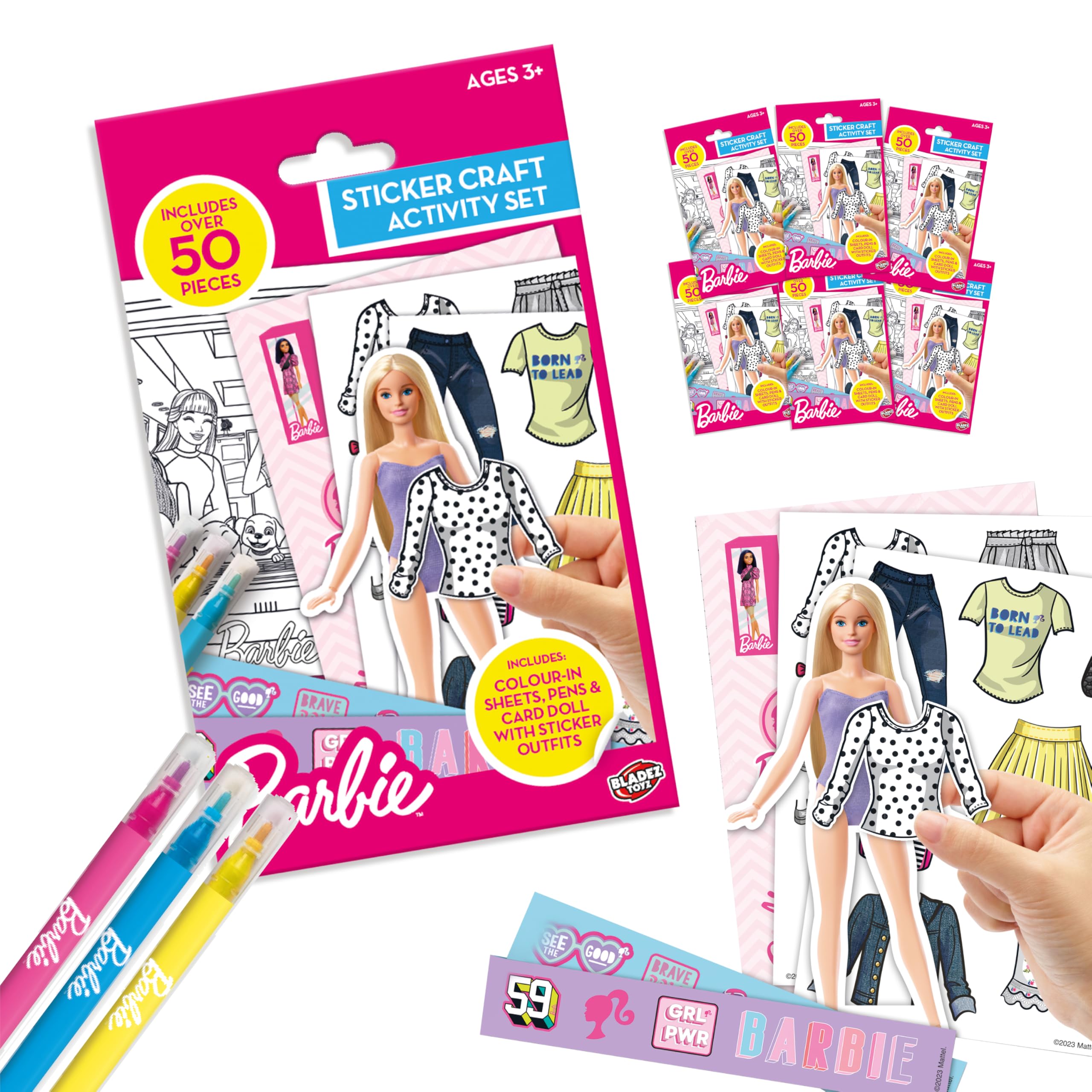 BLADEZ Barbie Sticker Activity Set - 1 Pack, Customizable Dolls & 50pcs Stickers | Mess-Free Craft Kit