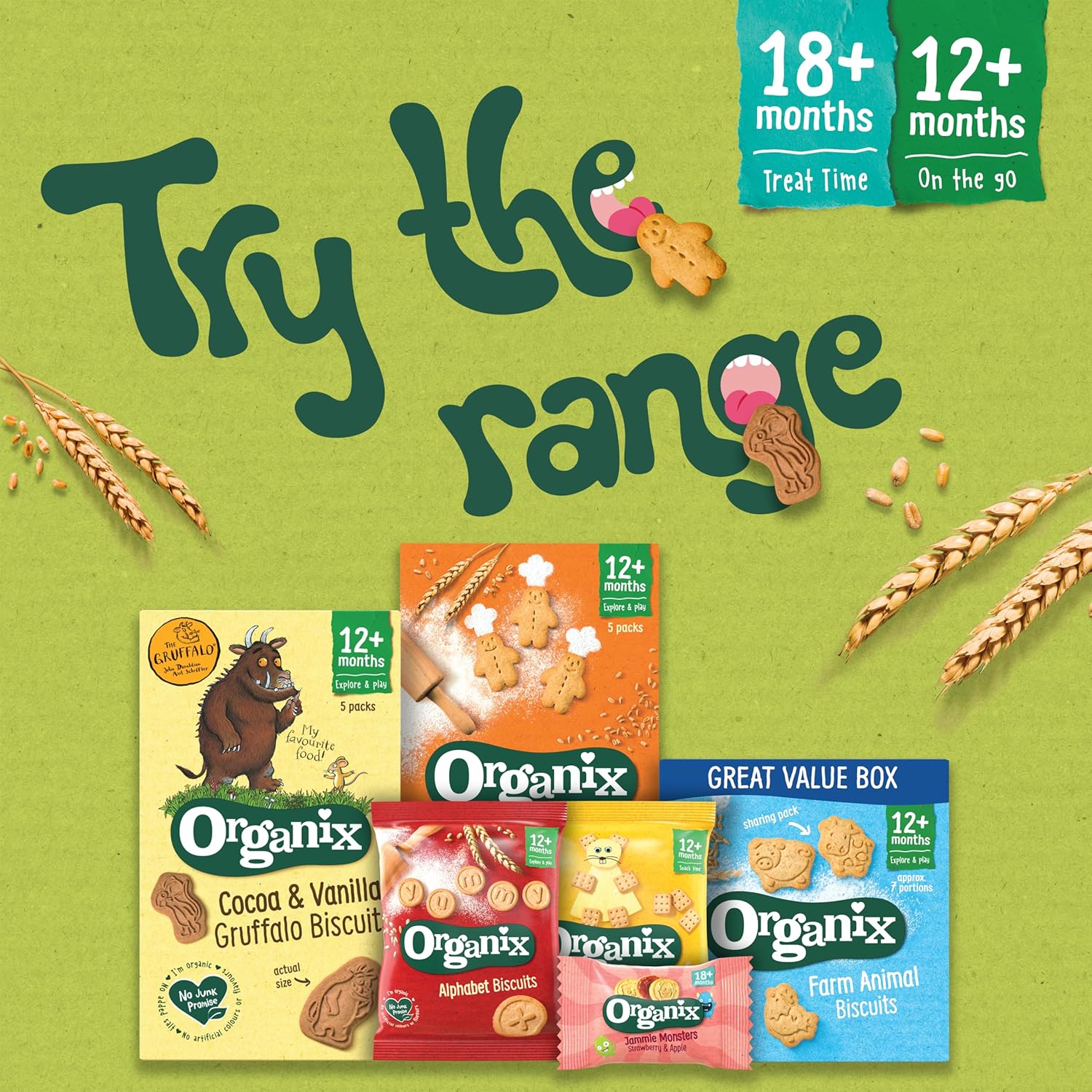 Organix Mini Gingerbread Men Organic Toddler Snack Biscuits Multipack, No Added Salt, 500g 6