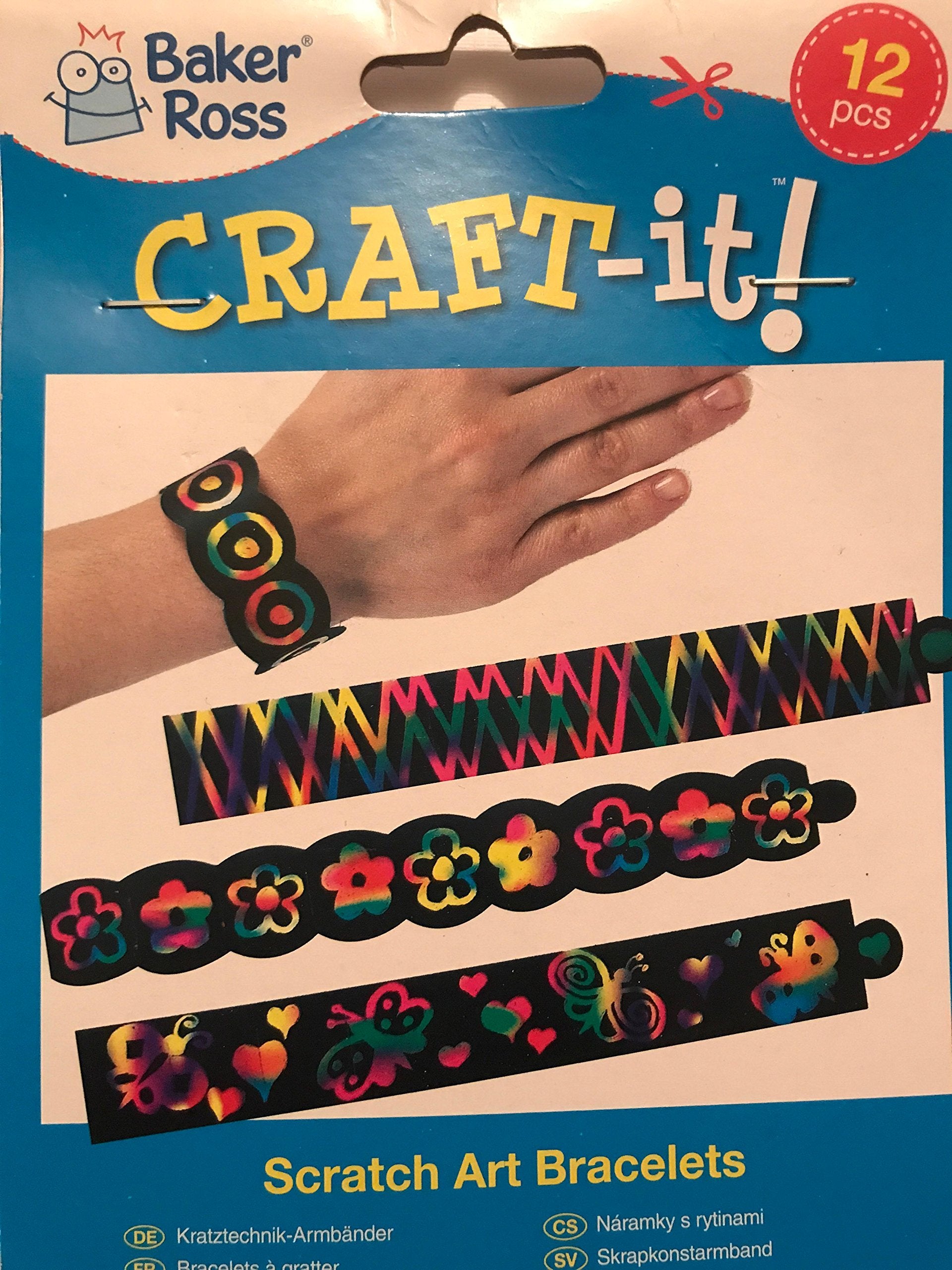 Baker Ross Scratch Art Bracelets - Mess-Free Kids Craft for Party Bags | Pack of 12 1