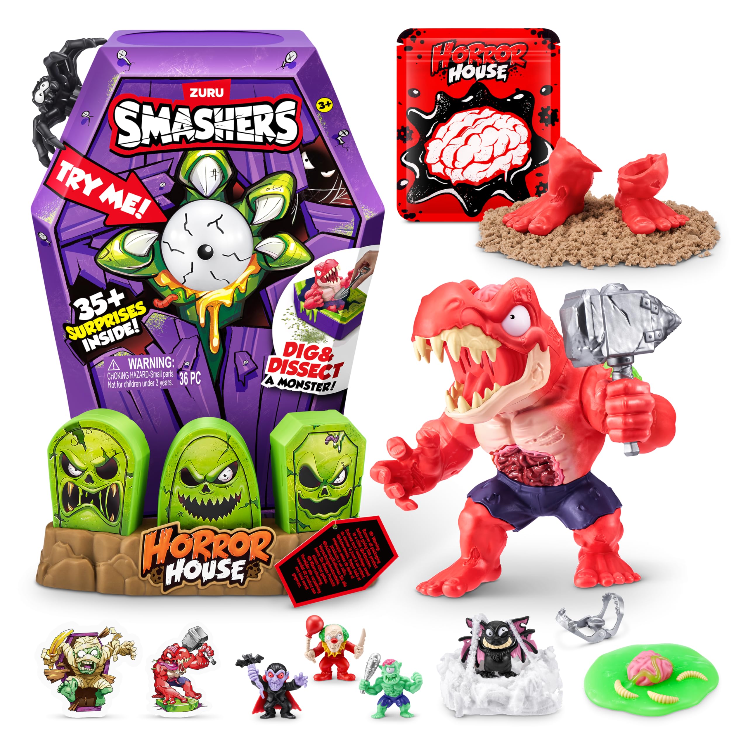 Smashers Mega Horror House (Zombie Rex) by ZURU - Interactive Dig & Dissect Playset for Kids