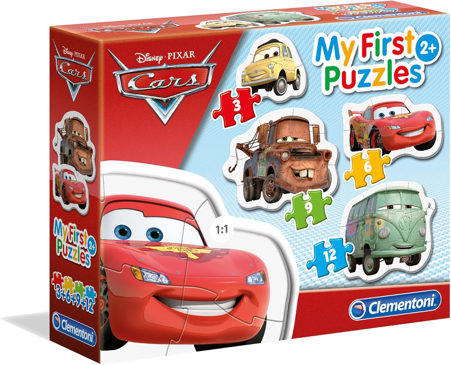 Clementoni My First Puzzle - Cars 3-6-9-12 Piece Jigsaw Set for Toddlers 1