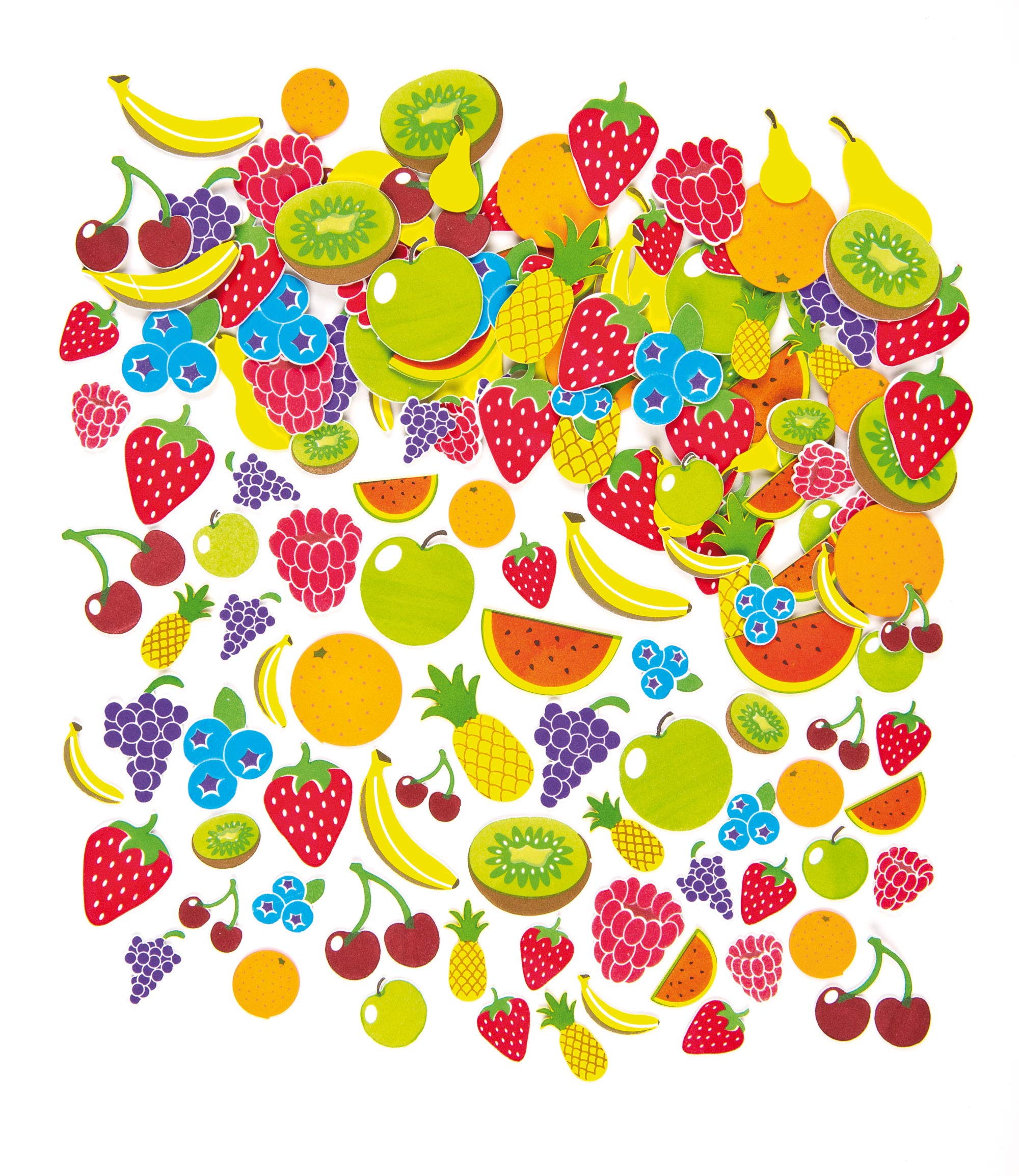 Baker Ross Fruit Foam Stickers (120 Pack) - Self-Adhesive Embellishments for Kids Crafts 1