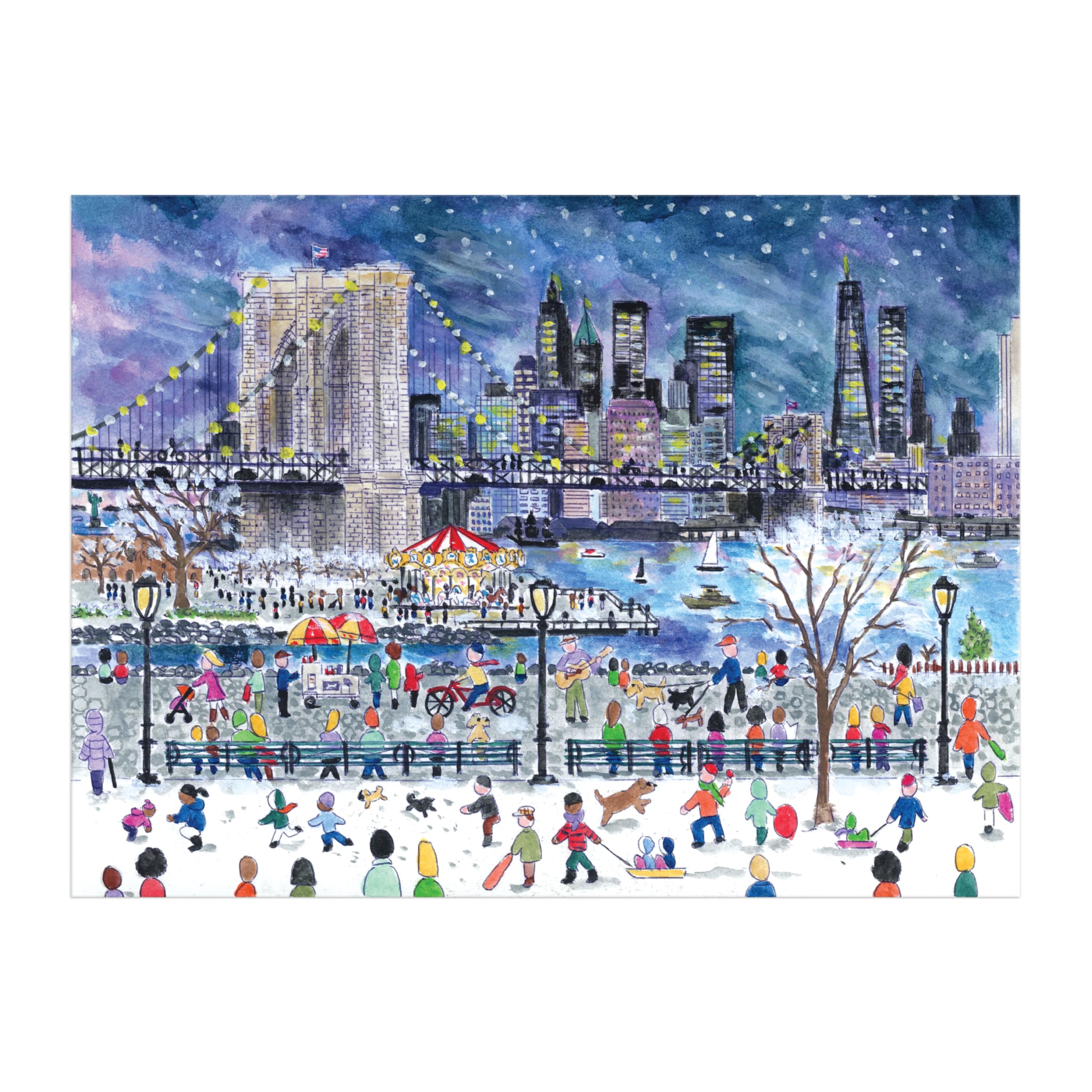 Galison Michael Storrings Brooklyn Bridge in Winter – 1000 Piece Jigsaw Puzzle 6