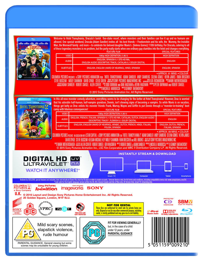 Hotel Transylvania 1-2 [Blu-ray] [Región libre]