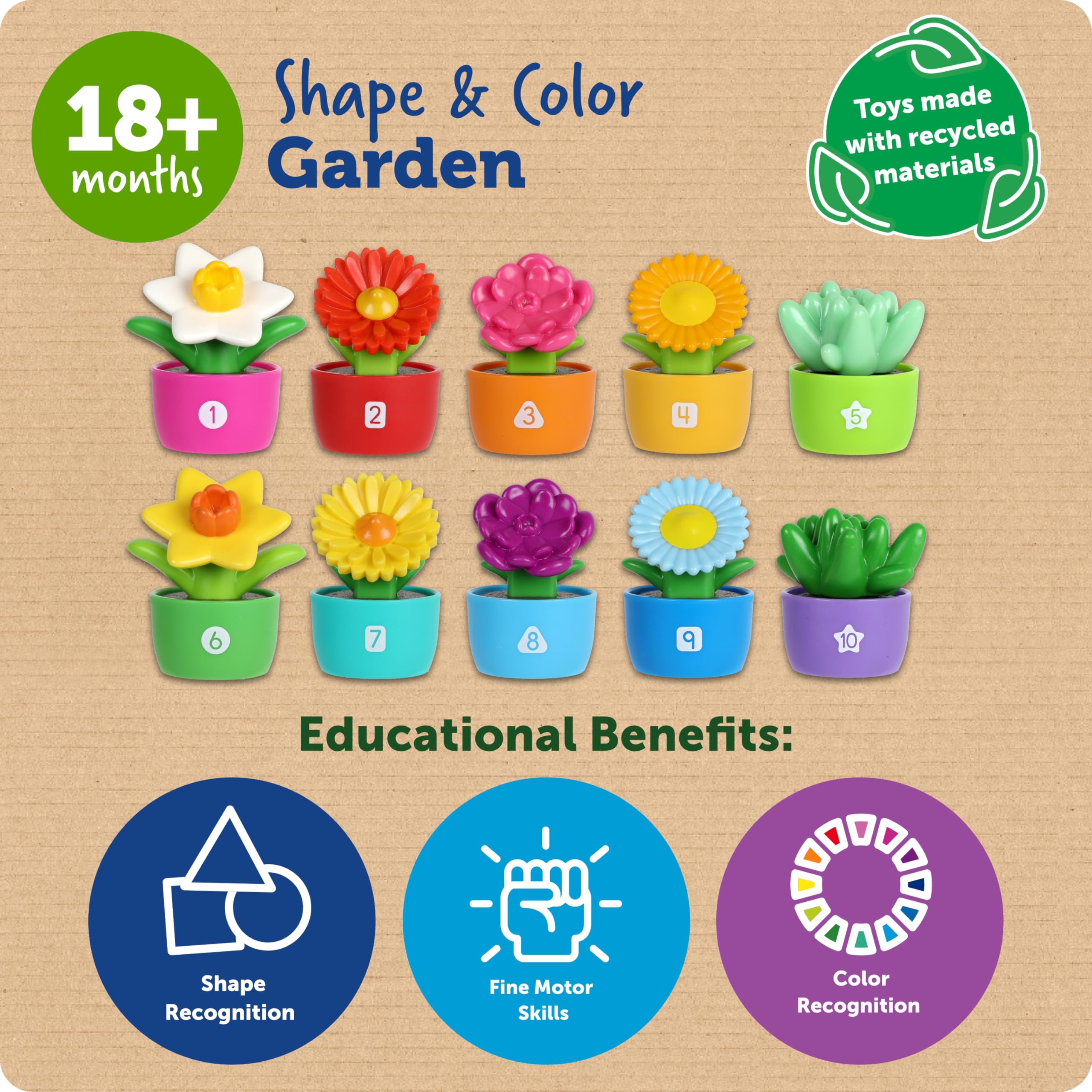 Learning Resources Shape & Colour Garden Flower Toy for Toddlers | 20 Piece Set | Ages 18 Months+ 5