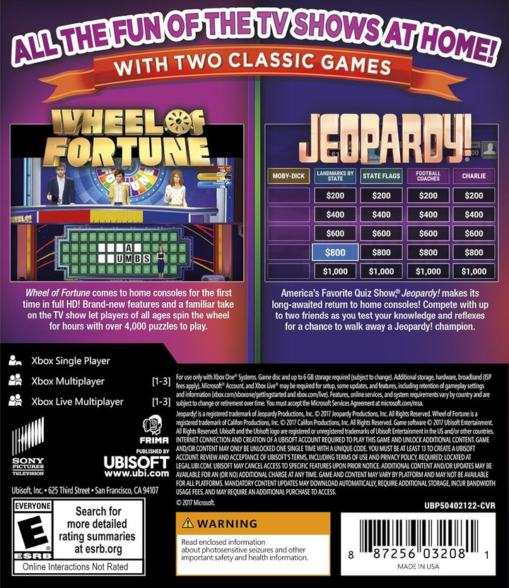 America's Greatest Gameshows: Wheel of Fortune & Jeopardy! - Xbox One Standard Edition (2023)