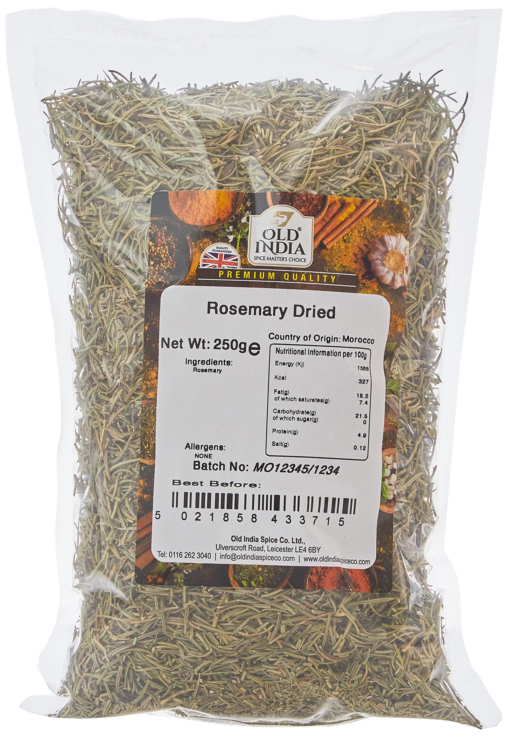 Old India Dried Rosemary - 250g Whole Spice | Natural & Additive Free