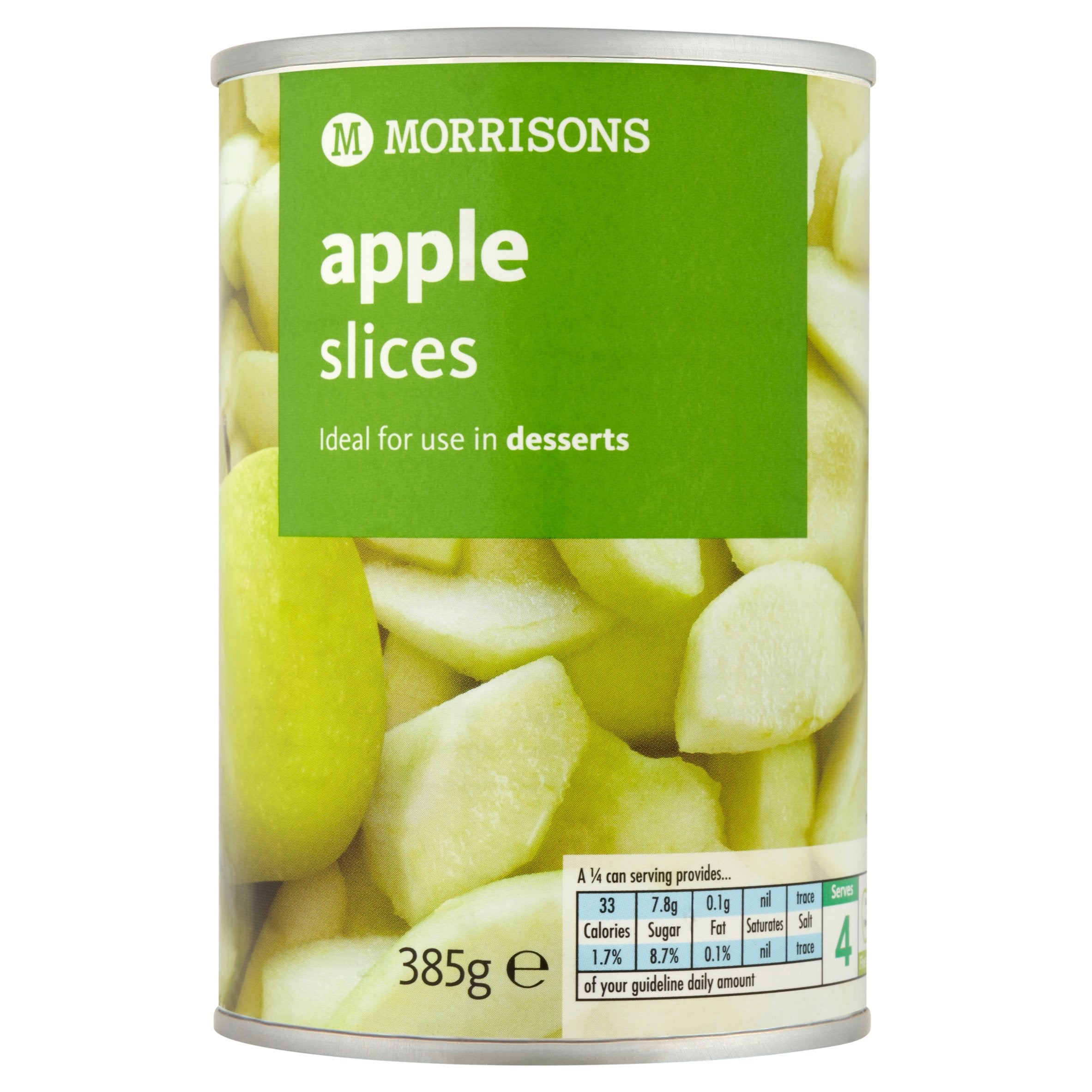 Morrisons Apple Slices - Granny Smith Fruit in Syrup | 385g Tin