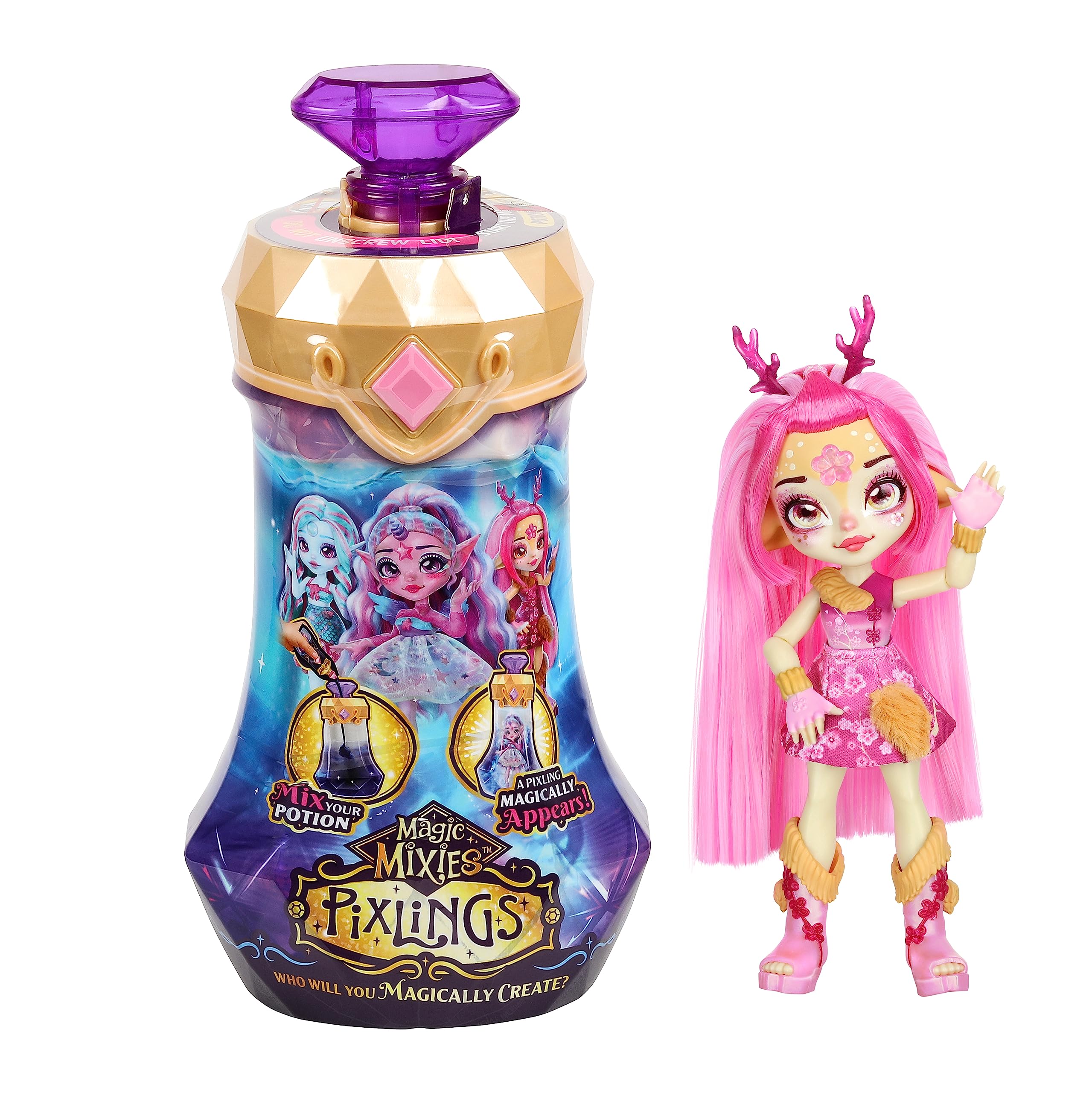 Magic Mixies Pixlings Deerlee The Deer Pixling - Magical Potion Reveal Doll | 6.5" Doll | Ages 5+ 1