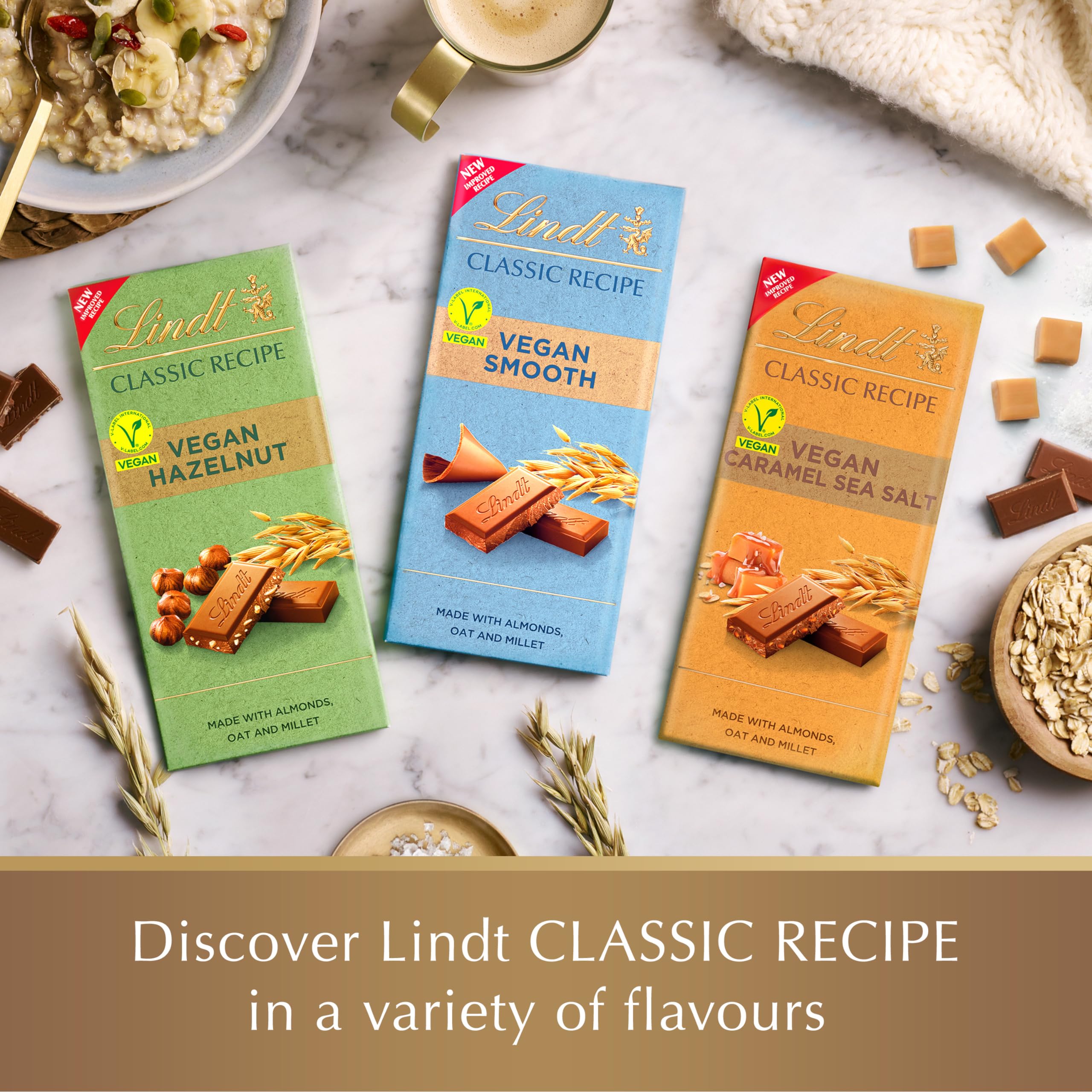 Lindt Classic Recipe Vegan Chocolate Bar, 100g - Creamy Oat Milk Chocolate with Almonds 11