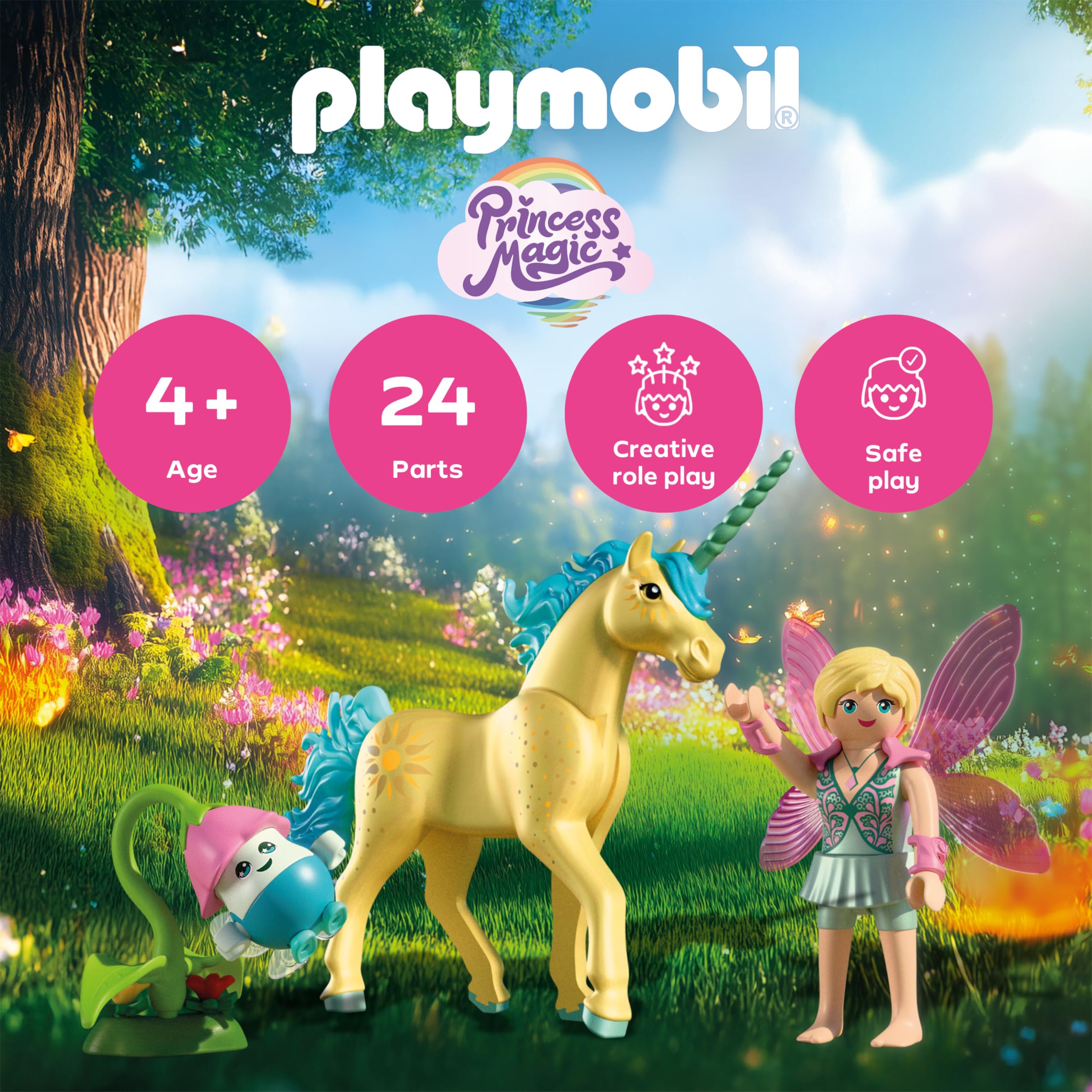 Playmobil Magic Unicorns Collectible Unicorn Sunshine Blossom with Fairy - 4+ Years 9
