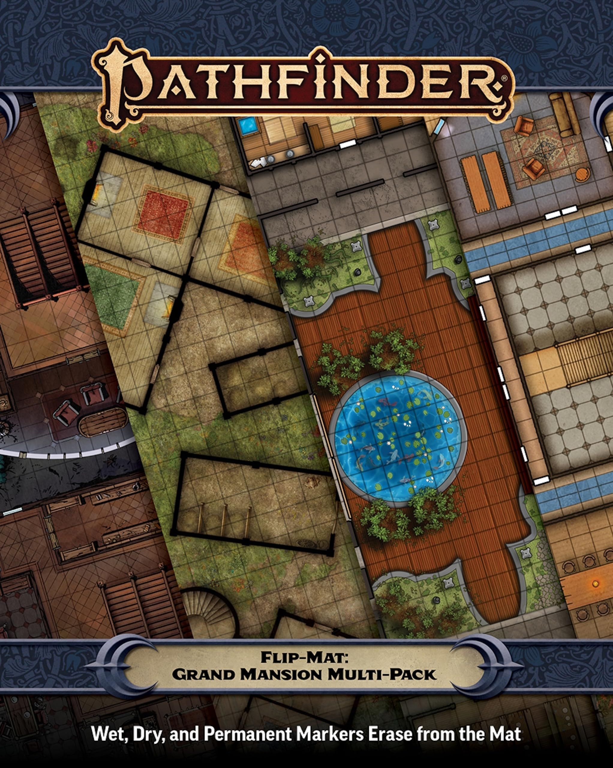 Paizo Pathfinder Flip-Mat: Grand Mansion Multi-Pack | Double-Sided Maps for RPGs | Ages 14+ 1