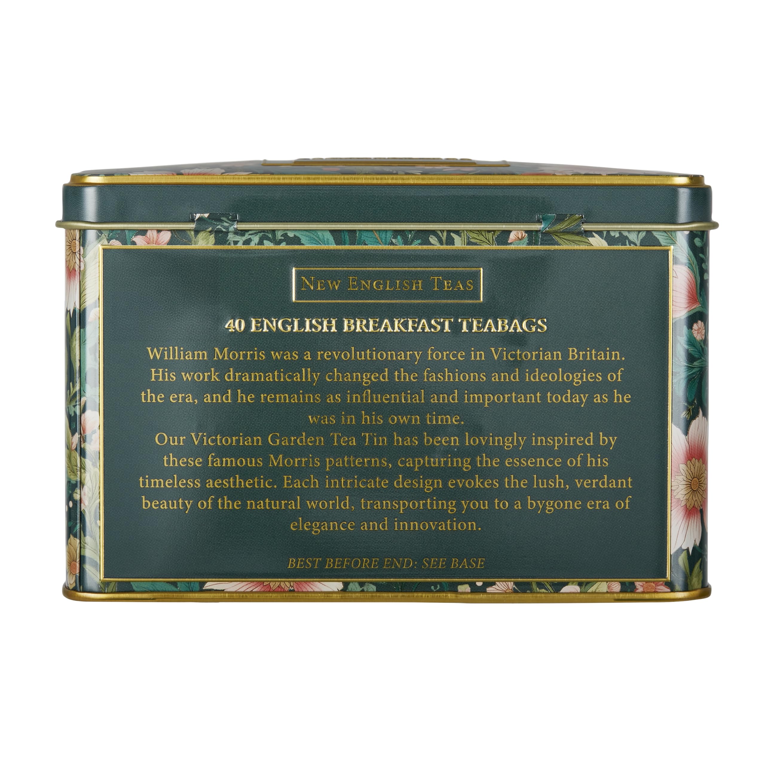 New English Teas Victorian Garden Tea Tin with 40 English Breakfast Teabags 13
