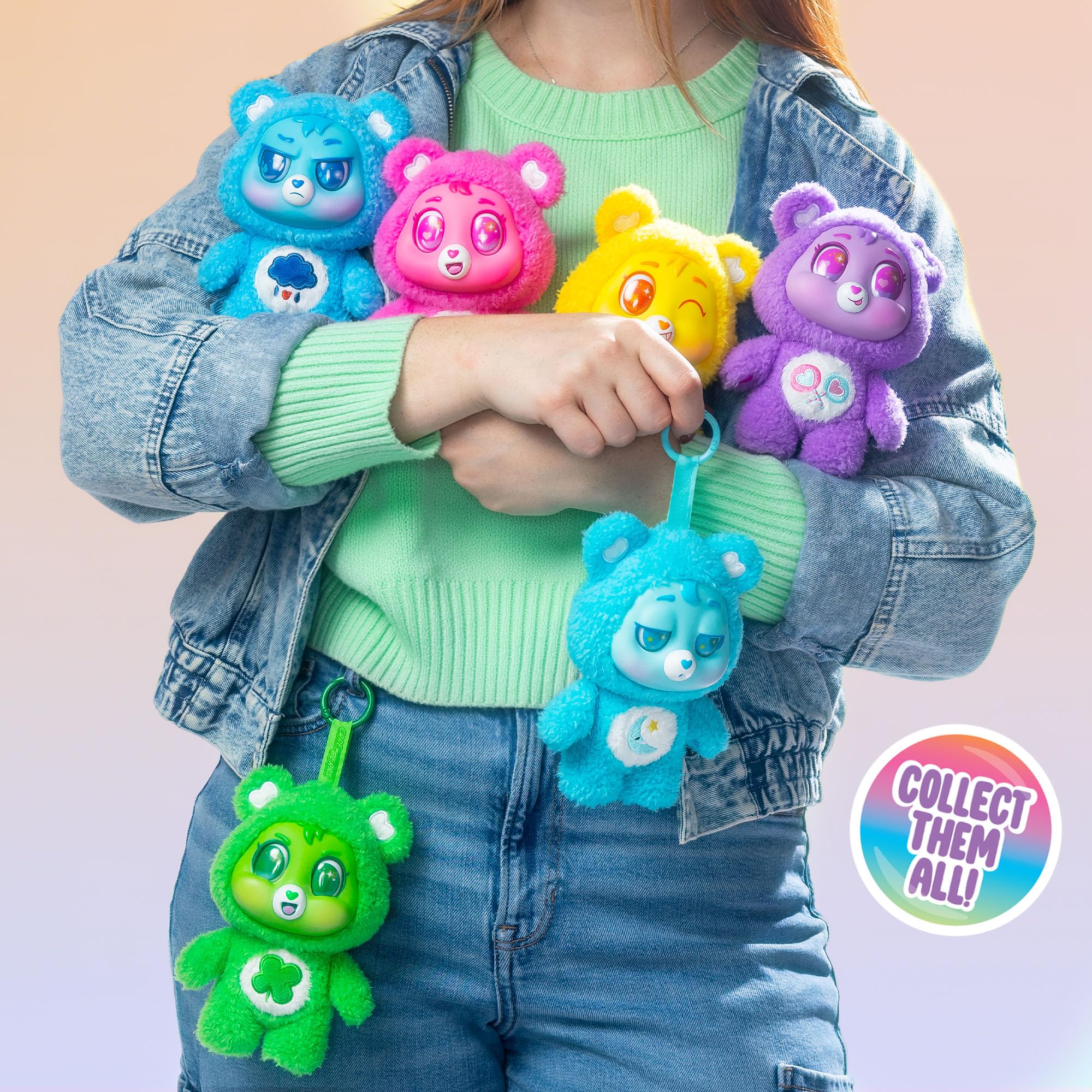 Basic Fun Care Bears Caring Cuties 15cm Plush Clip-On Soft Toy Surprise Collectible 3