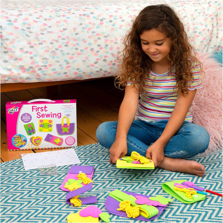 Galt First Sewing Kids Craft Kit - Foam Sewing Set with Pencil Case, Purse & Frame