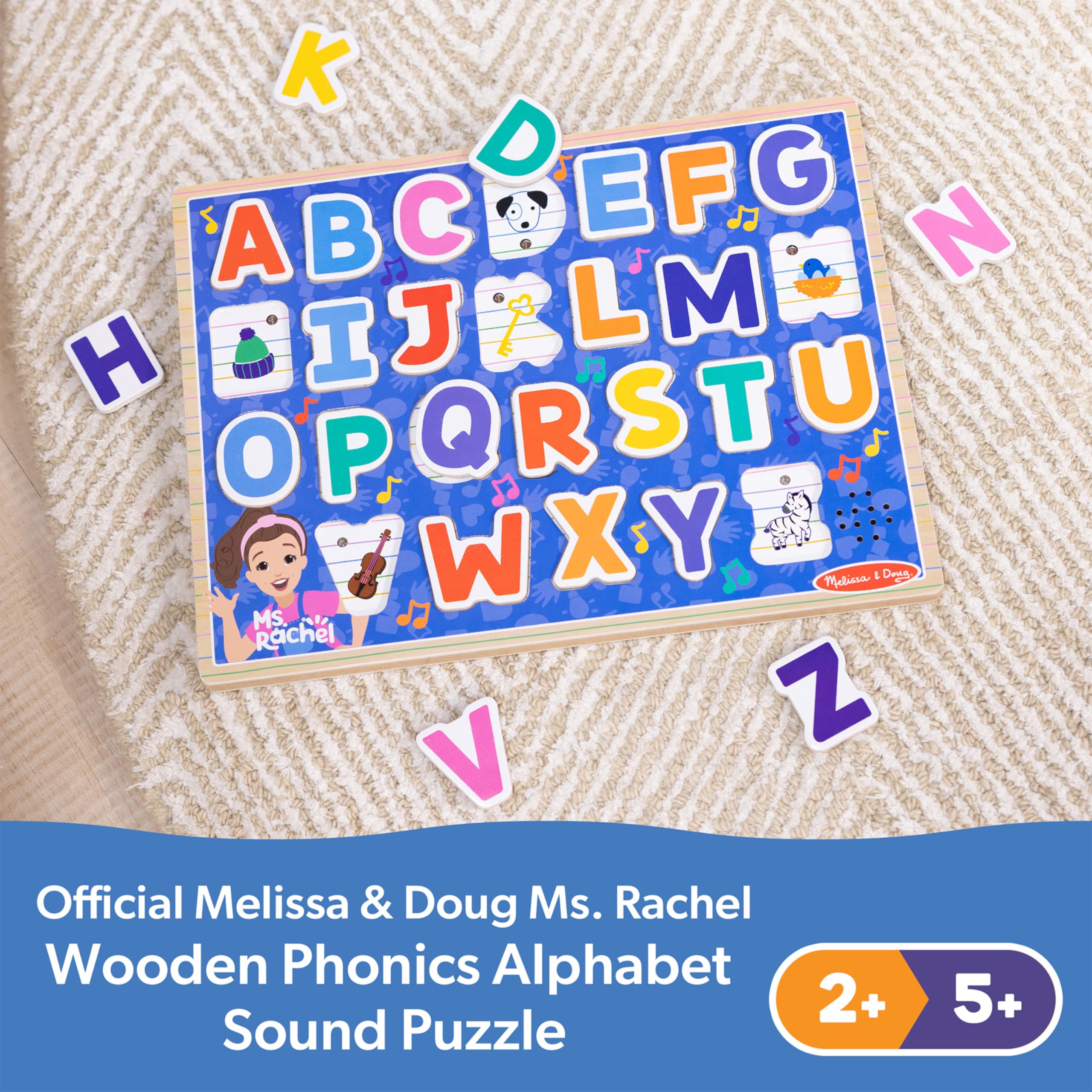Melissa & Doug Ms Rachel Wooden Phonics Alphabet Sound Puzzle - 26 Pieces, Ages 2+ 9