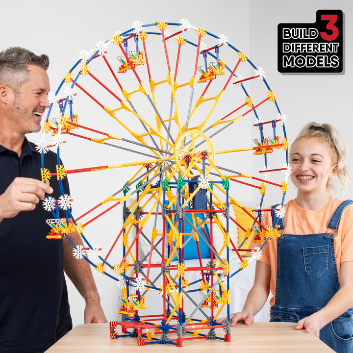 K'NEX 17035 Thrill Rides 3-in-1-Bauset für klassische Vergnügungsparks, 744-teiliges Kinderbauset für kreatives Spielen, stundenlanger Spaß beim Bauen von drei Fahrgeschäften auf dem Messegelände, geeignet für Jungen und Mädchen ab 9 Jahren