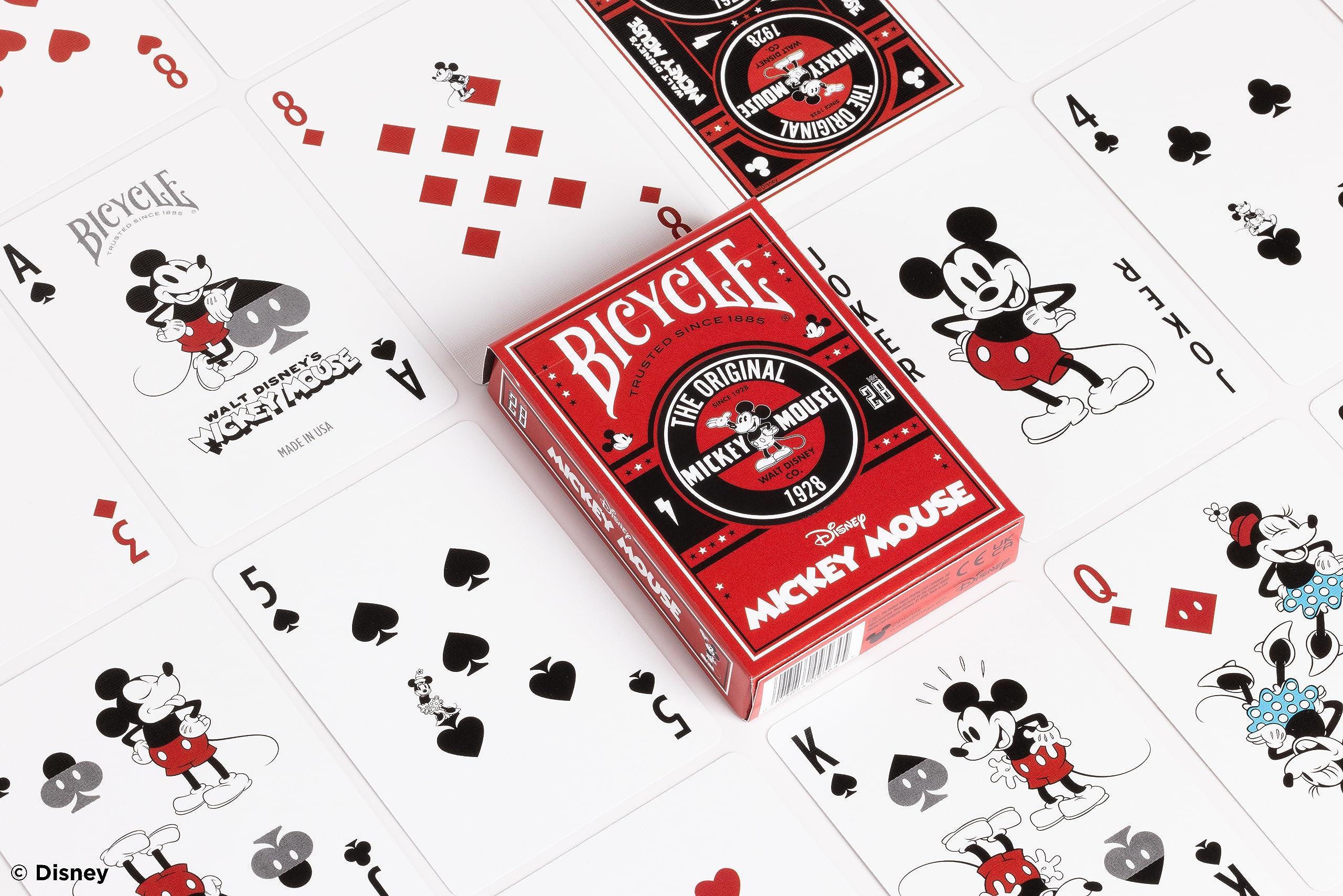 Bicycle Classic Mickey Disney Playing Cards - 1 Deck, Air Cushion Finish, Red
