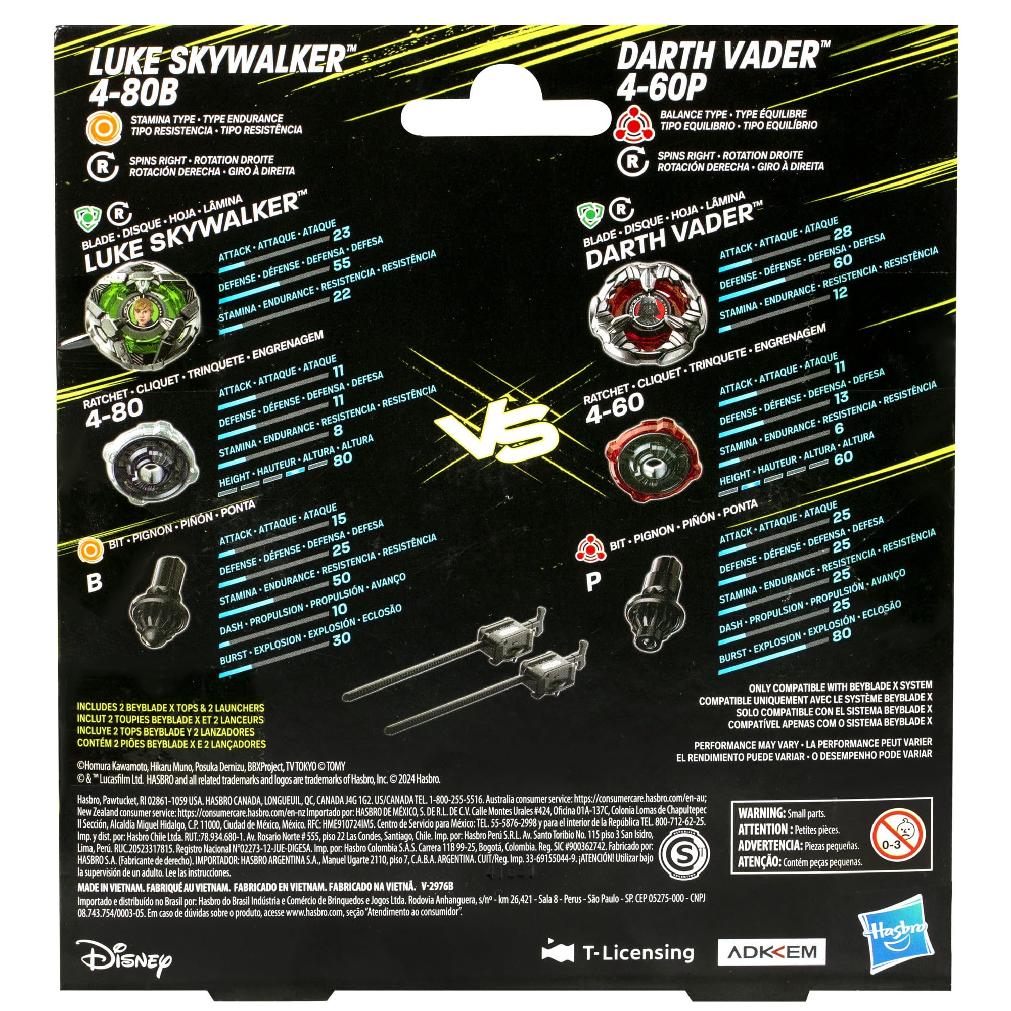 Beyblade X Star Wars Collab Luke Skywalker 4-80B vs. Darth Vader 4-60B Multipack Set, Ages 8+ 2