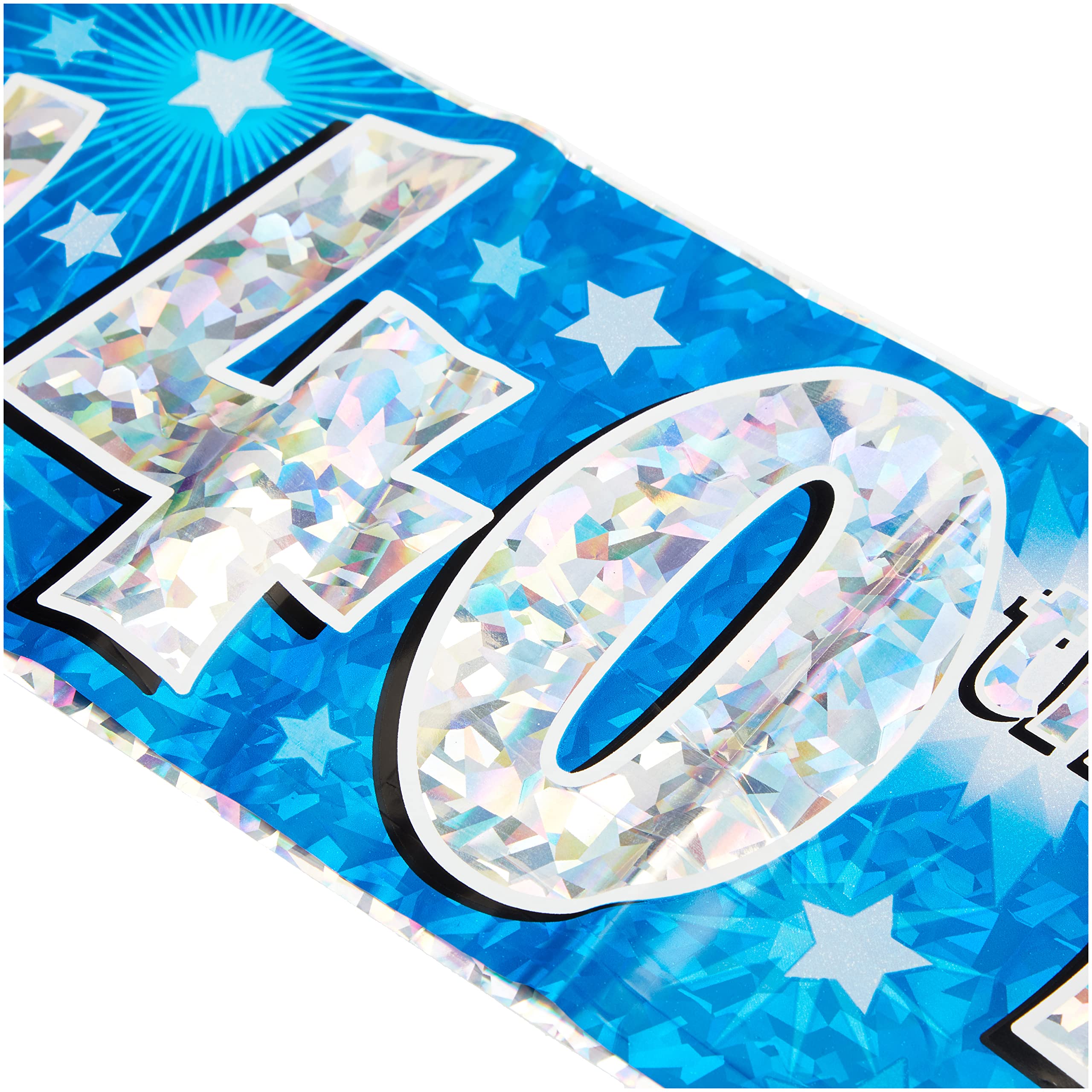 OakTree Happy 40th Birthday Banner - Blue Holographic, 9 ft