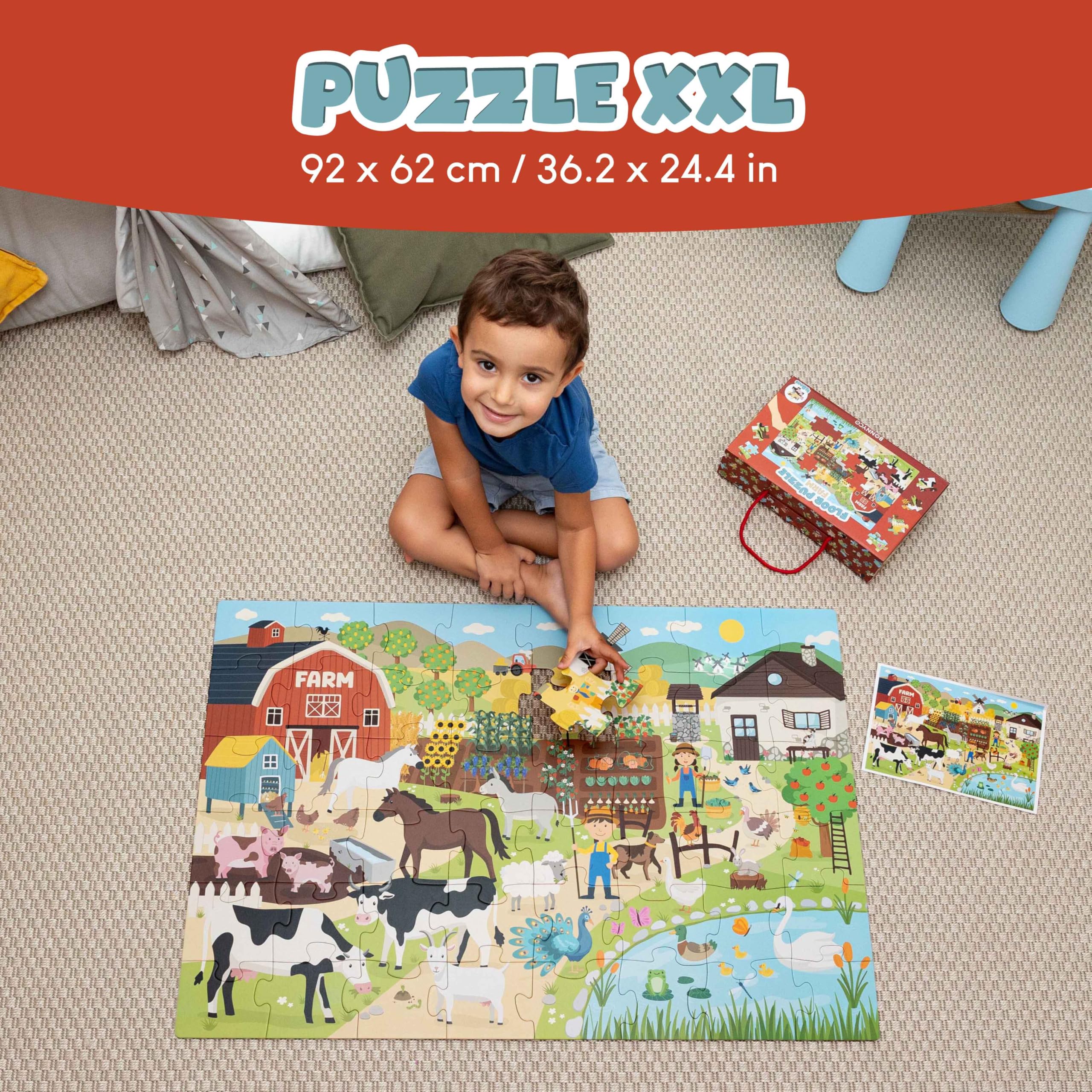 BONNYCO Giant Farm Animals Floor Puzzle - 48 Large Pieces, Ages 2+