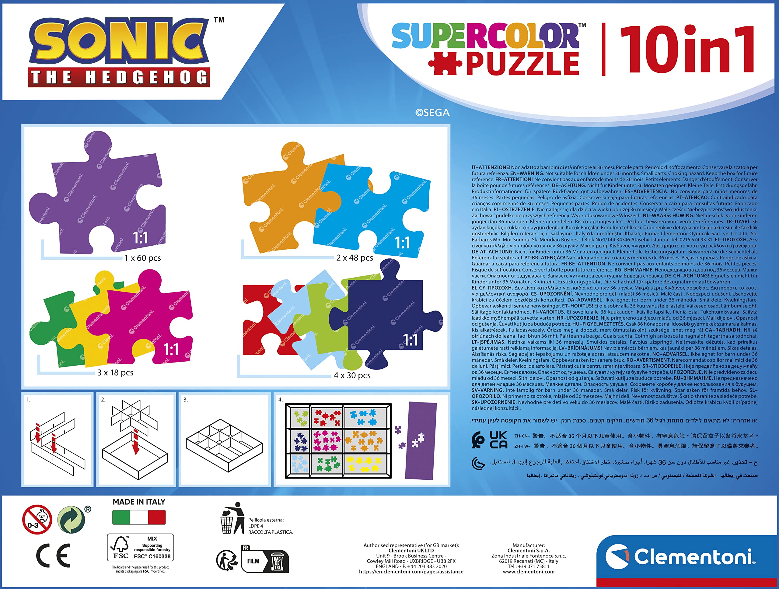 Clementoni Sonic Supercolor 10-in-1 Jigsaw Puzzle Set - 330 Pieces for Ages 4+ 9