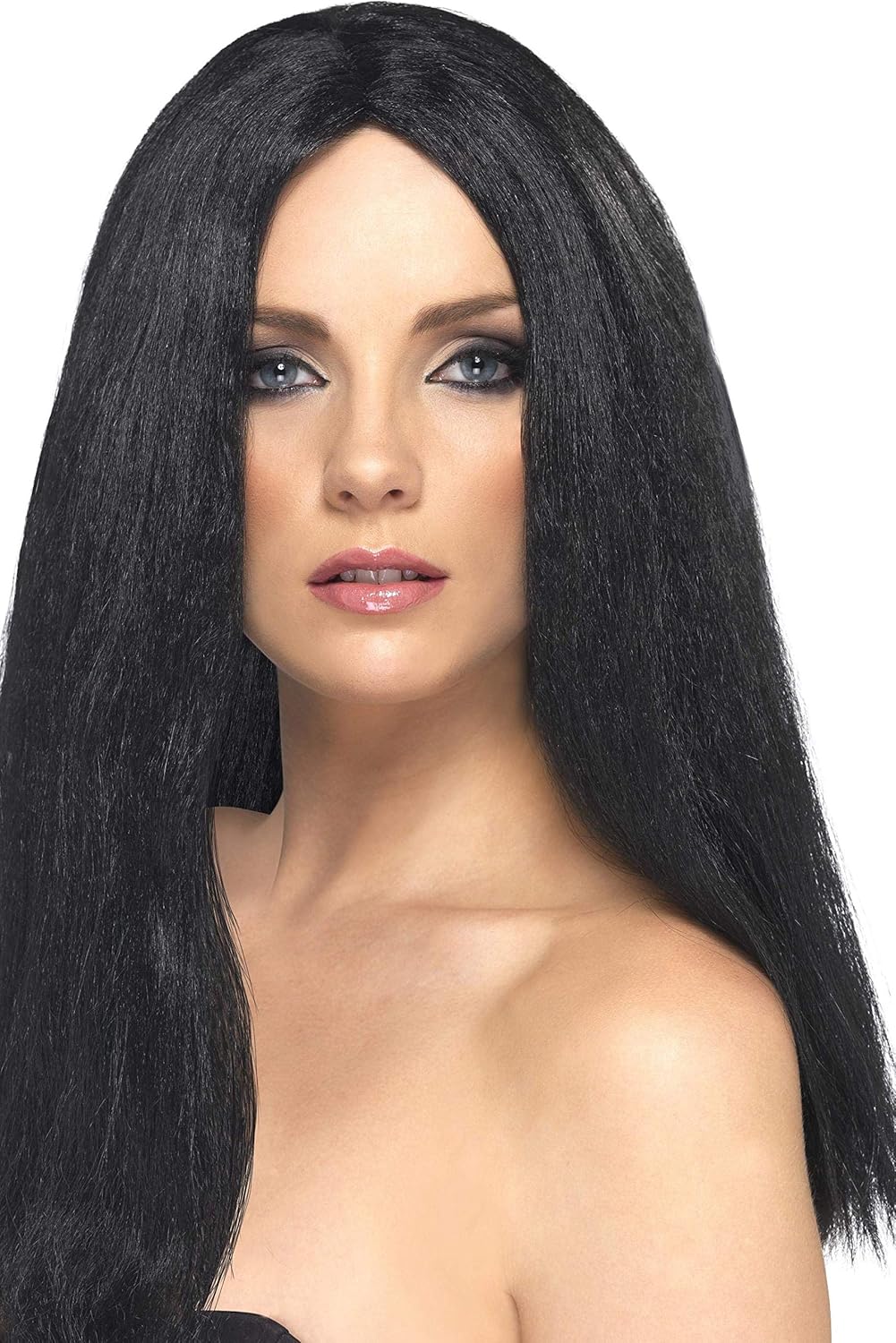 Smiffys Star Style Wig, Black 44 cm Long Straight
