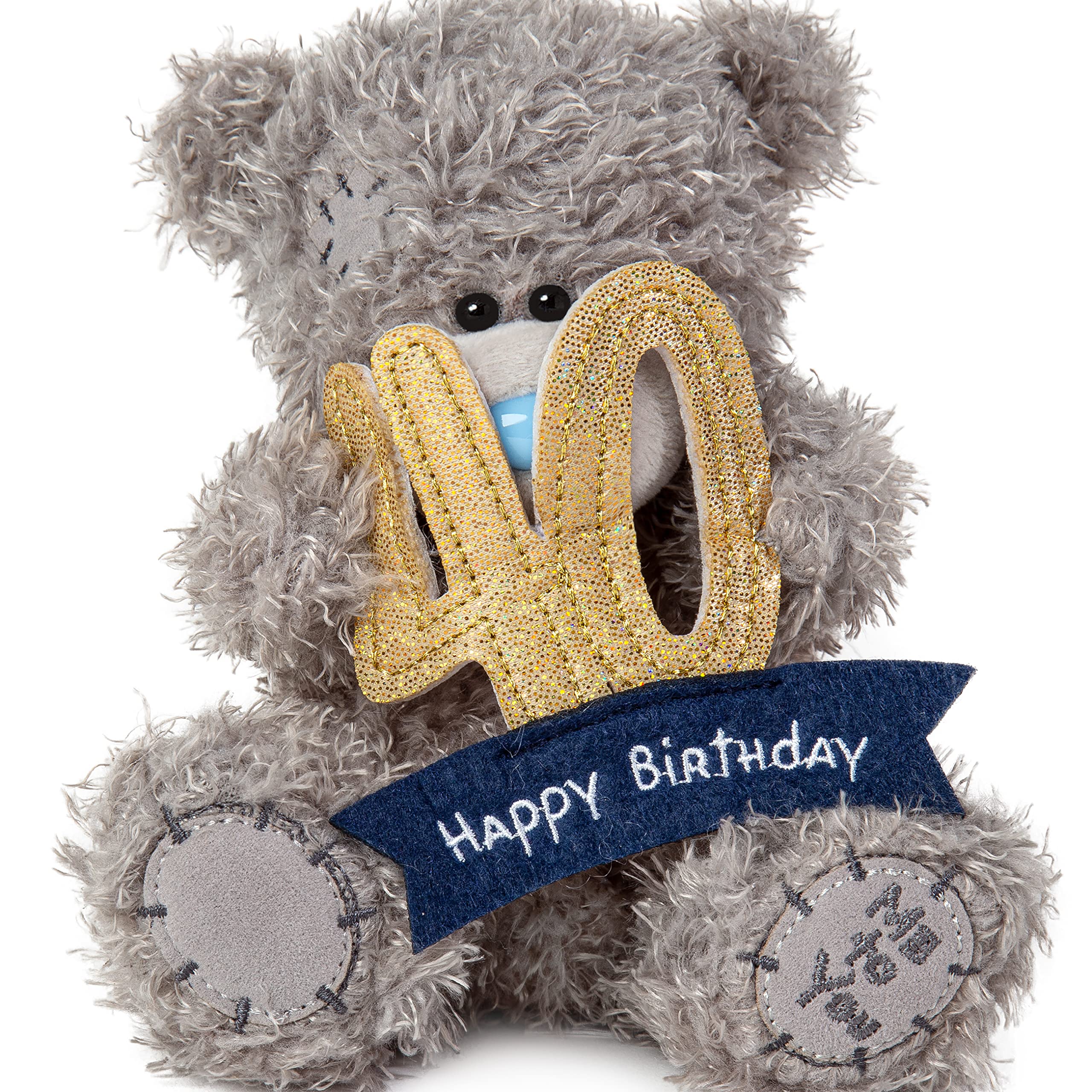 Me To You Bear Tatty Teddy 40th Birthday Bear with 40 Banner | Grey/Blue/Gold | 15cm Tall 2