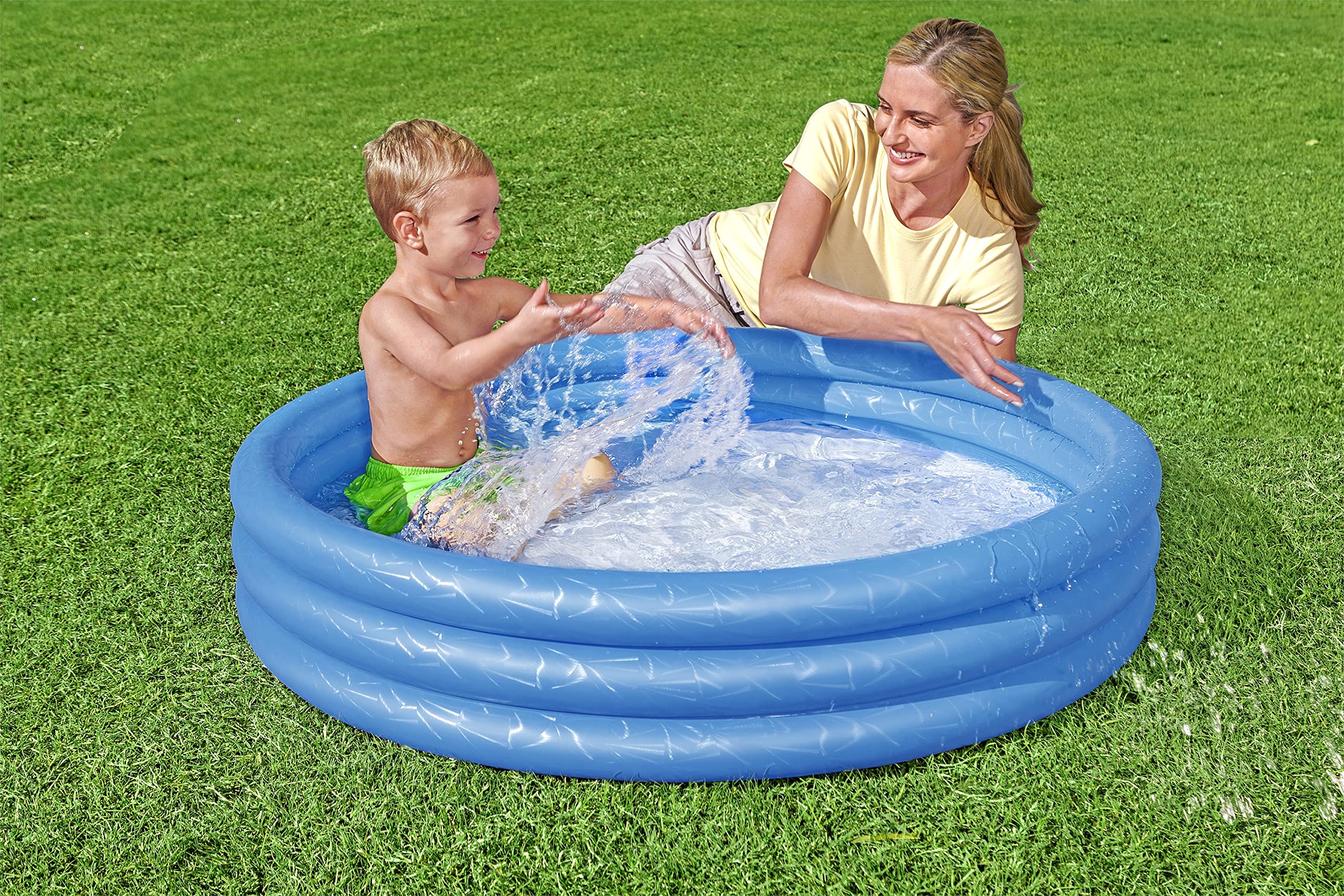 Bestway Inflatable 3-Ring Paddling Pool - Multicolor, 102 x 102 x 25 cm | PVC 3