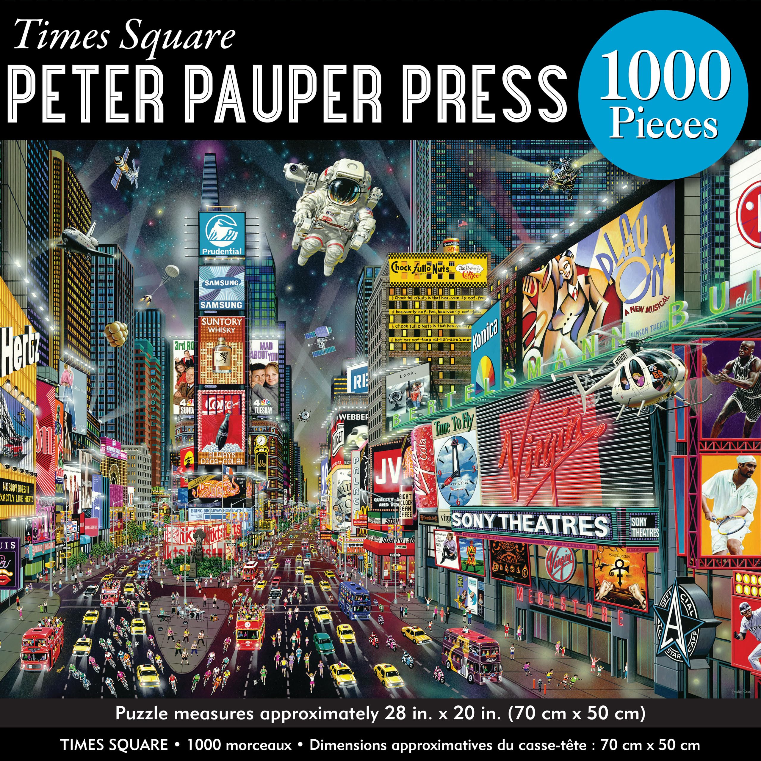 Peter Pauper Press Times Square Jigsaw Puzzle - 1000 Pieces | Linen Texture | Includes Poster