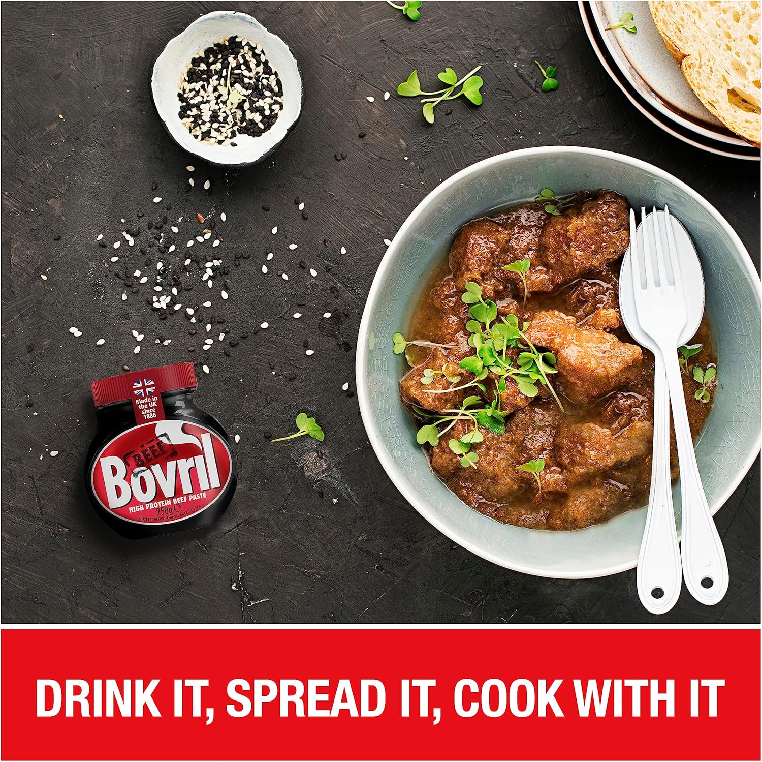Bovril Beef & Yeast Extract Paste - High in Protein, Versatile Beef Spread for Drinks, Cooking & Toast, 250g 6