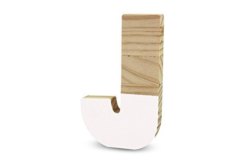 La Lluna La Lluna0208000-J Semilacquered Pine Letter J, White