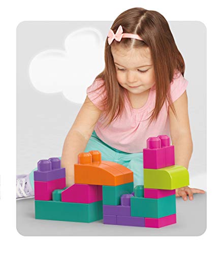 Mega Bloks DCH54 Bolsa de construcción grande, rosa, 60 piezas