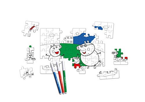 Clementoni 26096, Peppa Pig Double Face Supercolor Puzzle for Children - 60 Piec