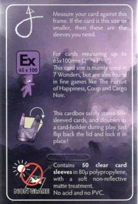 Arcane Tinman ART10427 Board Game Sleeves: Extra Large (Non-Glare) 65x100mm Card, Clear