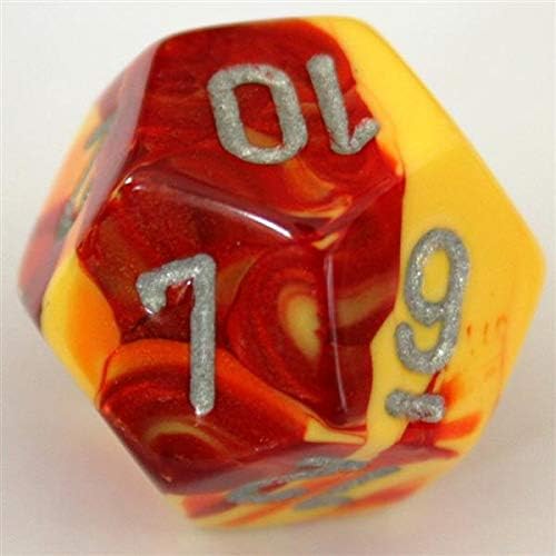 Chessex Chx26450 Dice-Gemini Red-Yellow/Silver Set, One Size