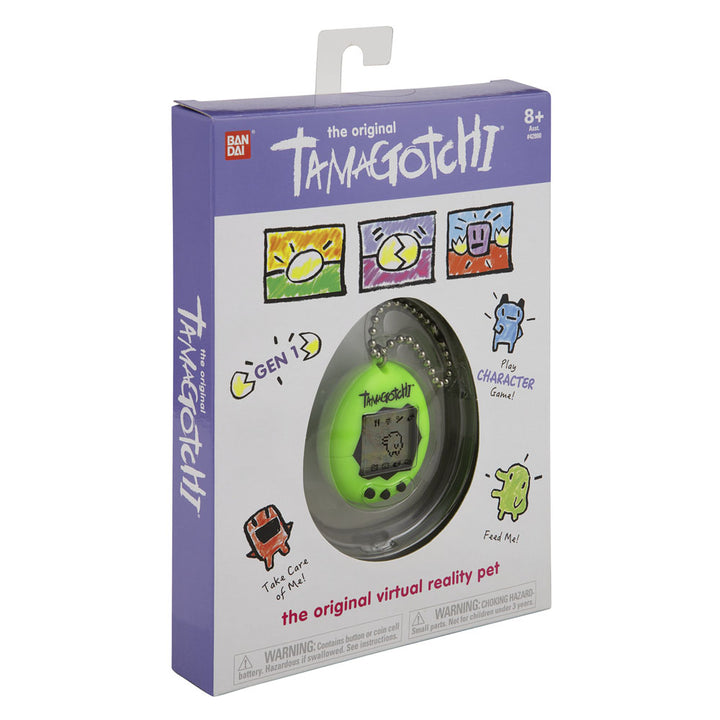 TAMAGOTCHI 42926NBNP Original Neon – Feed, Care, Nurture – Virtual Pet with Chain