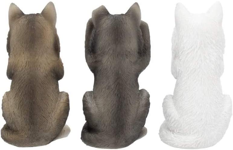 Nemesis Now B4472N9 Three Wise Wolves 10cm Figurine, Resin, Grey, One Size