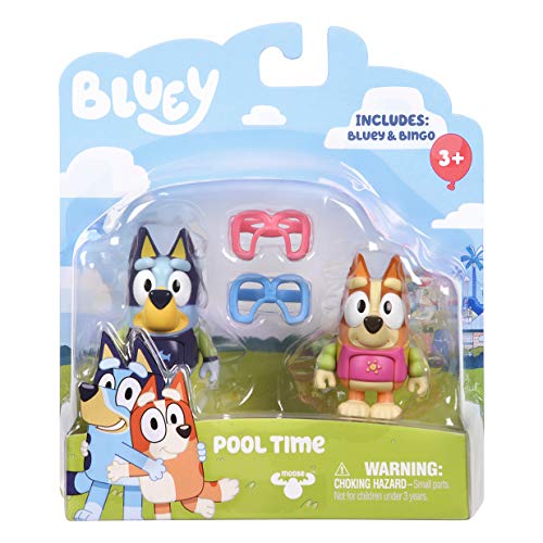 Bluey Pool Time: Bluey and Bingo 2 Figure Playset Pack Articulated 2.5 Inch Acti