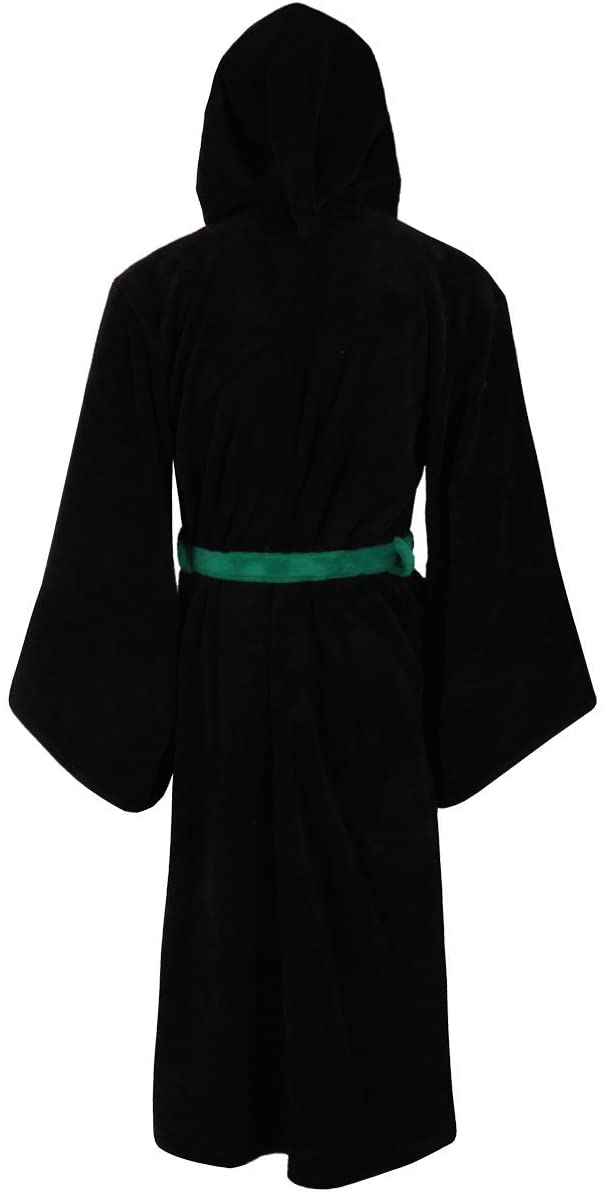 Groovy Slytherin Harry Potter Hooded Bathrobe, Polyester, Black, One Size