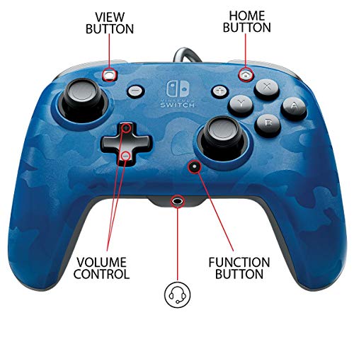 PDP Controller Faceoff Deluxe+ Audio Wired Switch Camo Blauw - Nintendo Switch